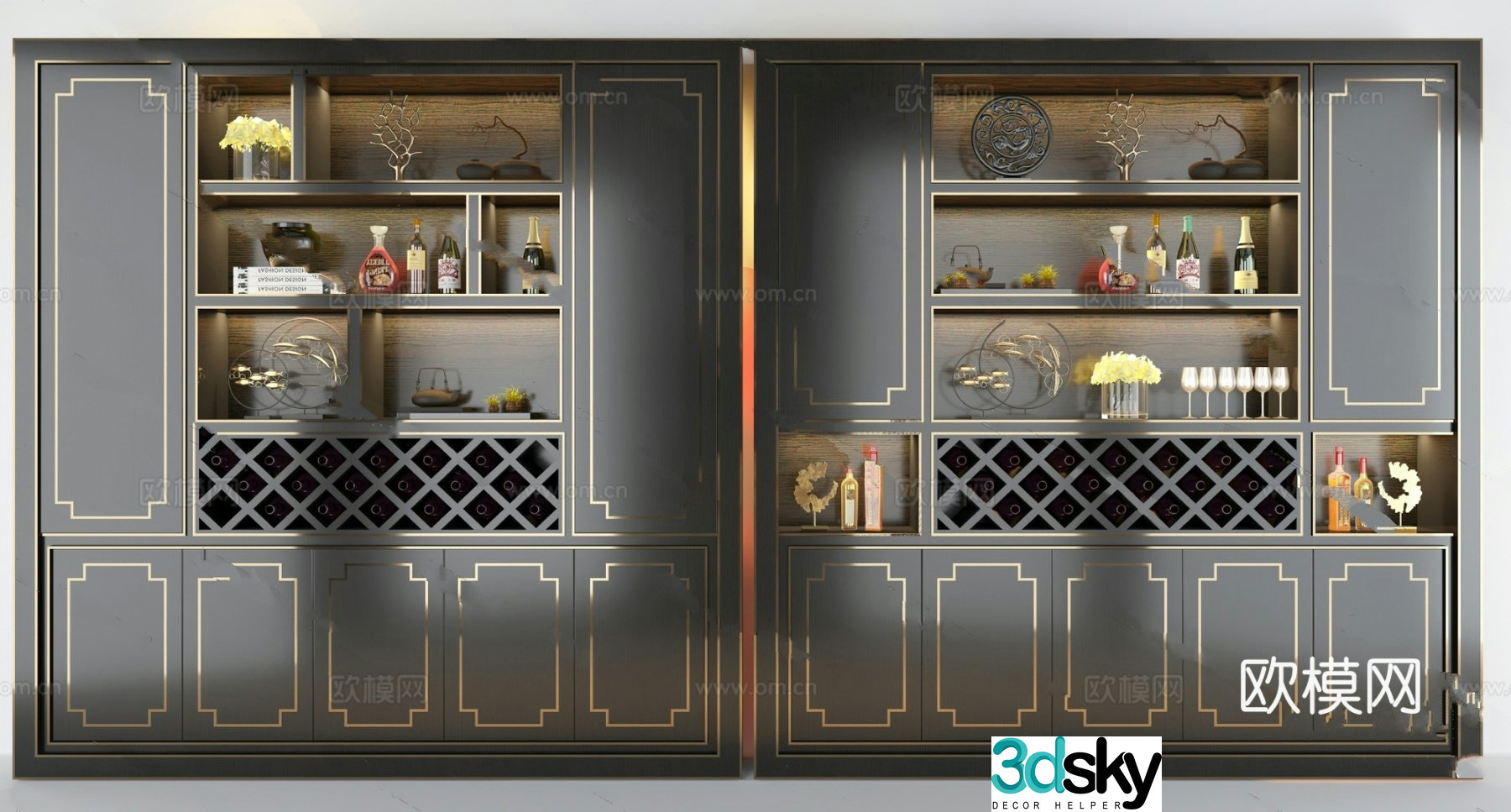 New Chinese wine cabinet model 3D model