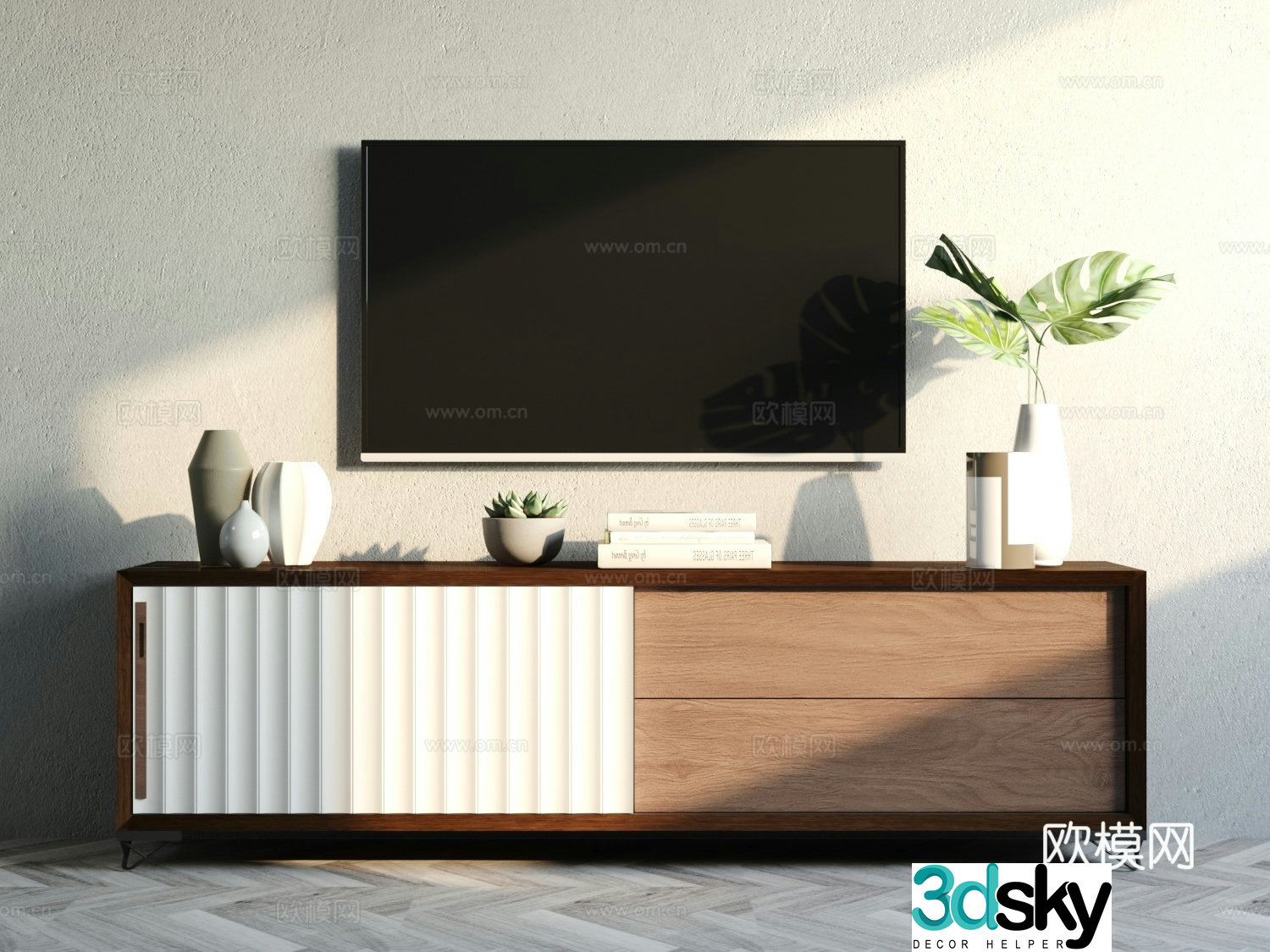 Nordic TV cabinet ornament combination 3D model