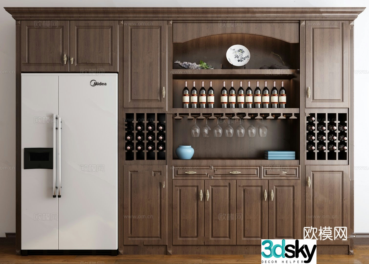 European wine cabinet model 3D model