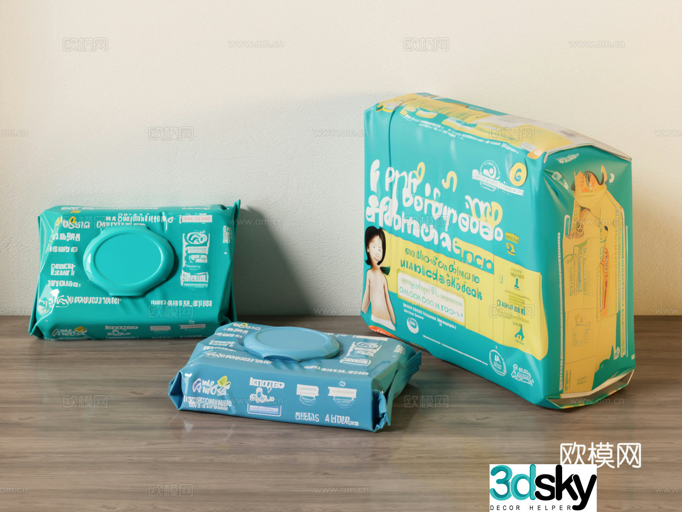 Infant and toddler diapers Wet tissues Diapers Maternal and baby supplies Baby supplies Cotton towel Paper 3D model