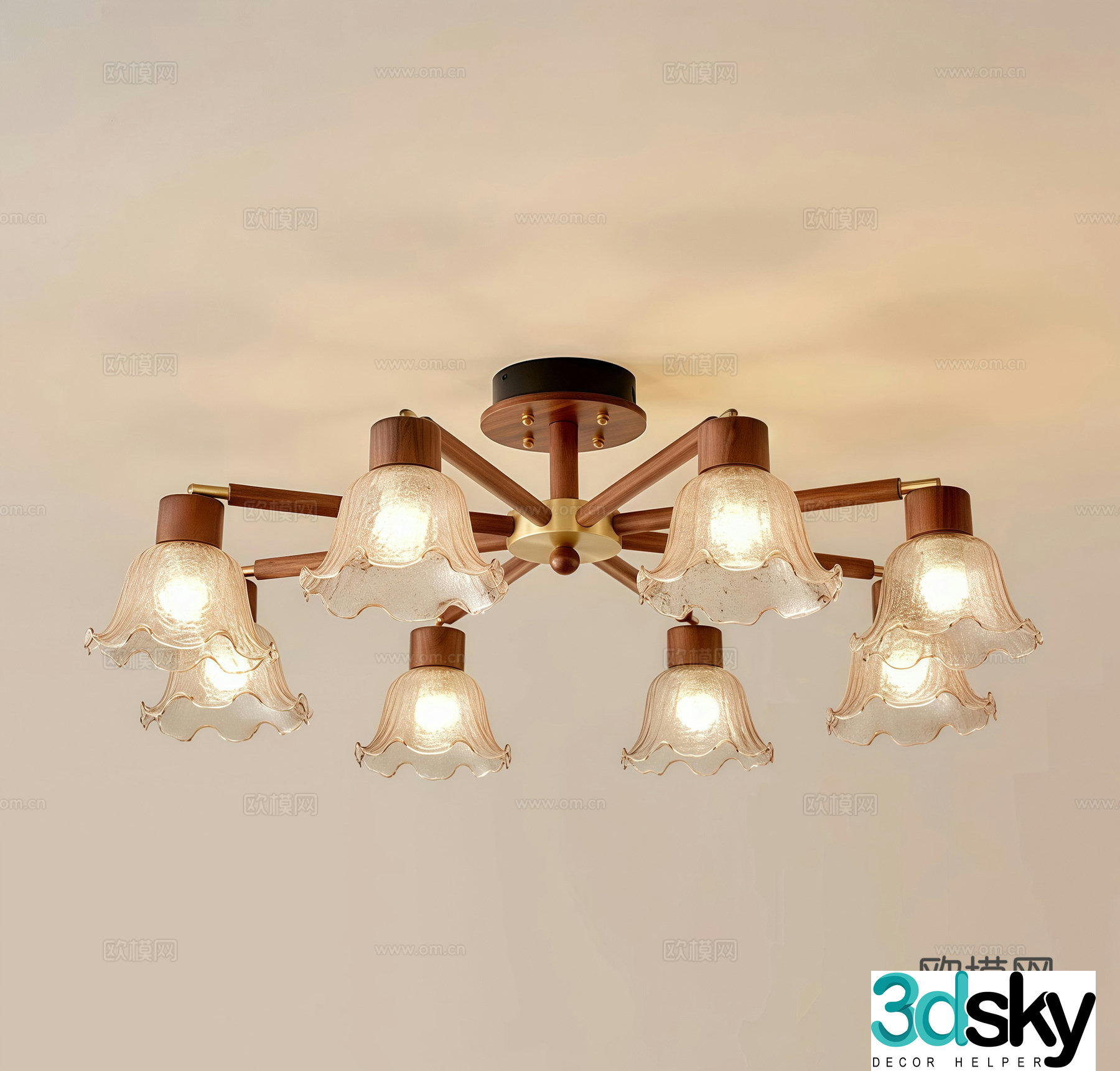Middle-aged chandeliers decorative lamp 3d model
