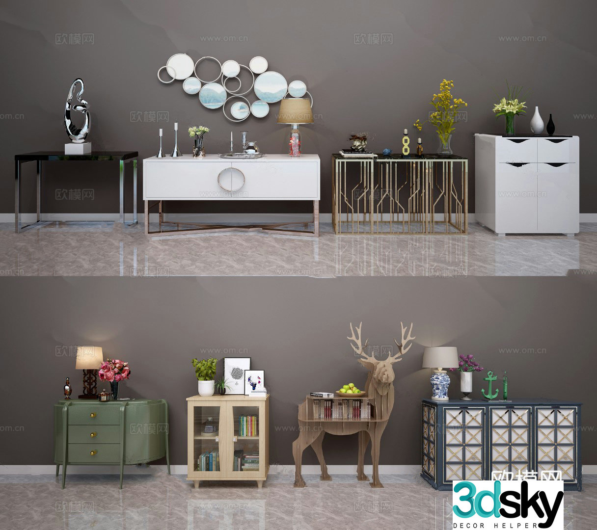 Modern decorative cabinet side cabinet 3d model