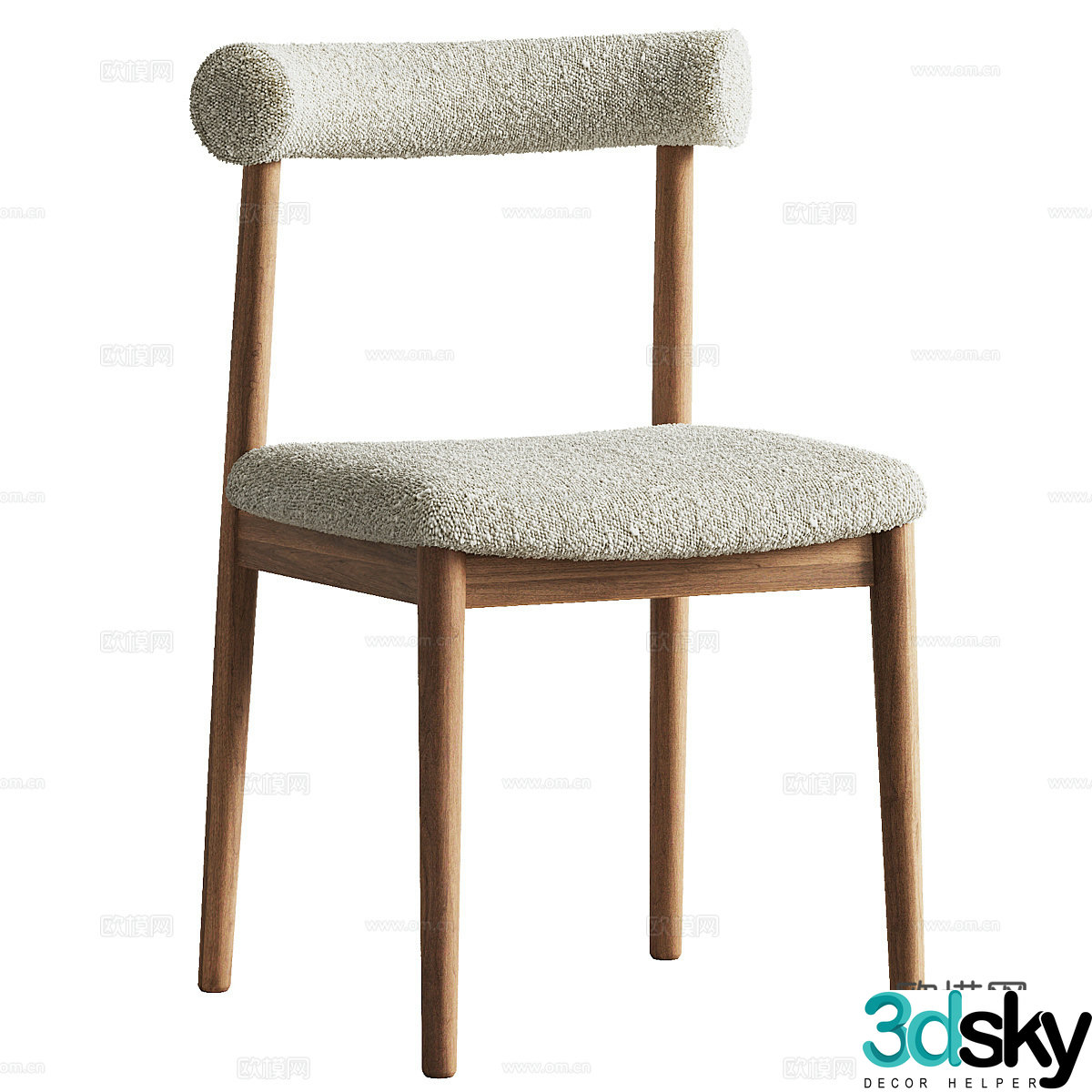 New Chinese style fabric wooden single chair 3D model