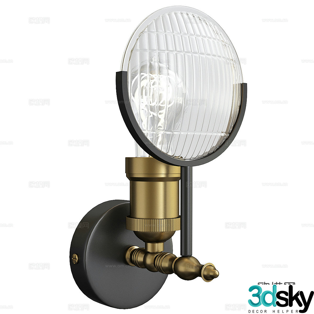 Modern Italian light luxury metal glass decorative wall lamp 3d model