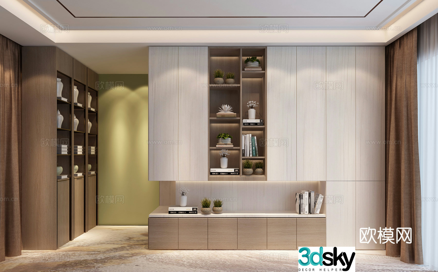Modern decorative cabinet multi-function cabinet 3D model