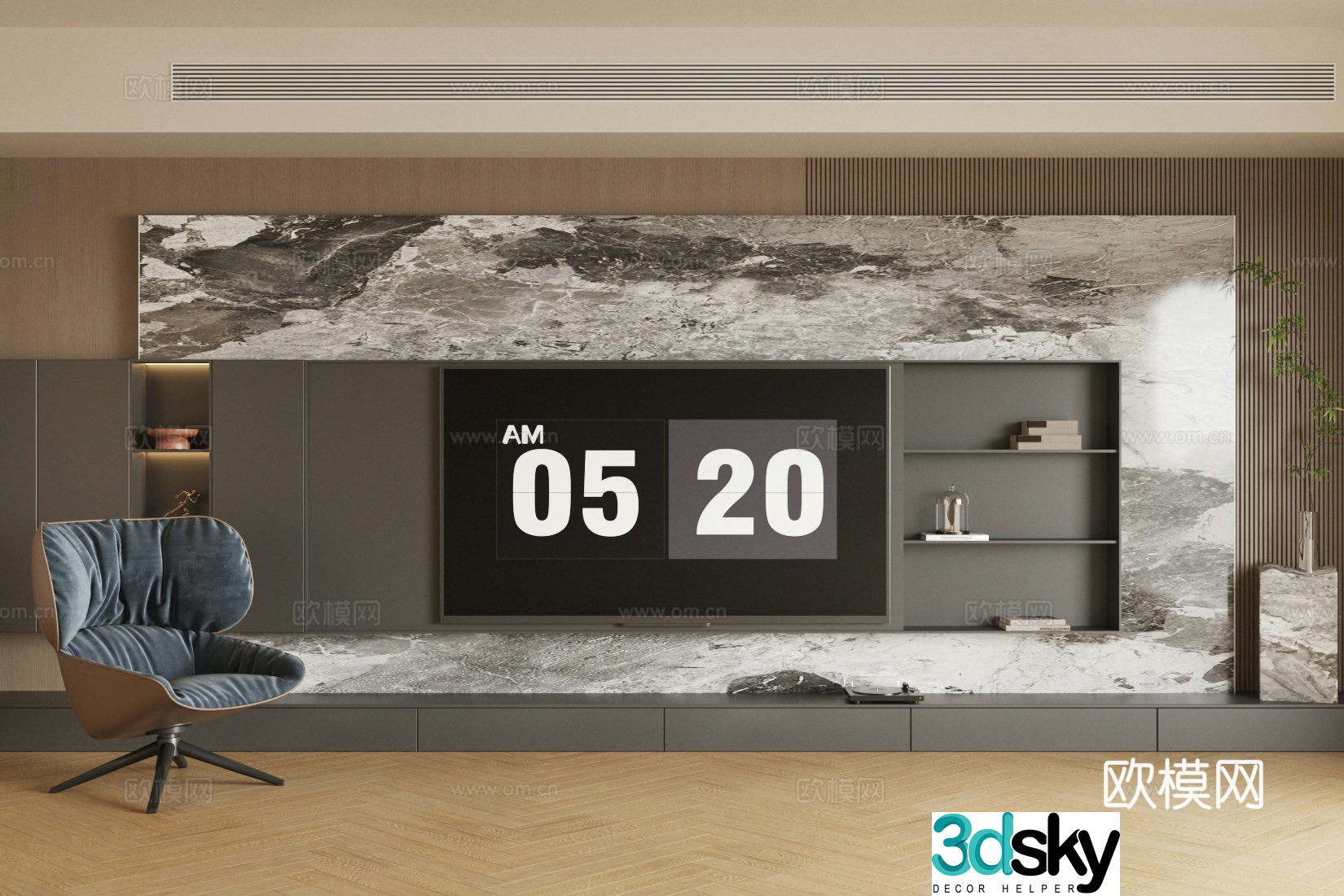 Modern Italian TV background wall Light luxury Italian living room Living room background wall Marble background wall 3d model