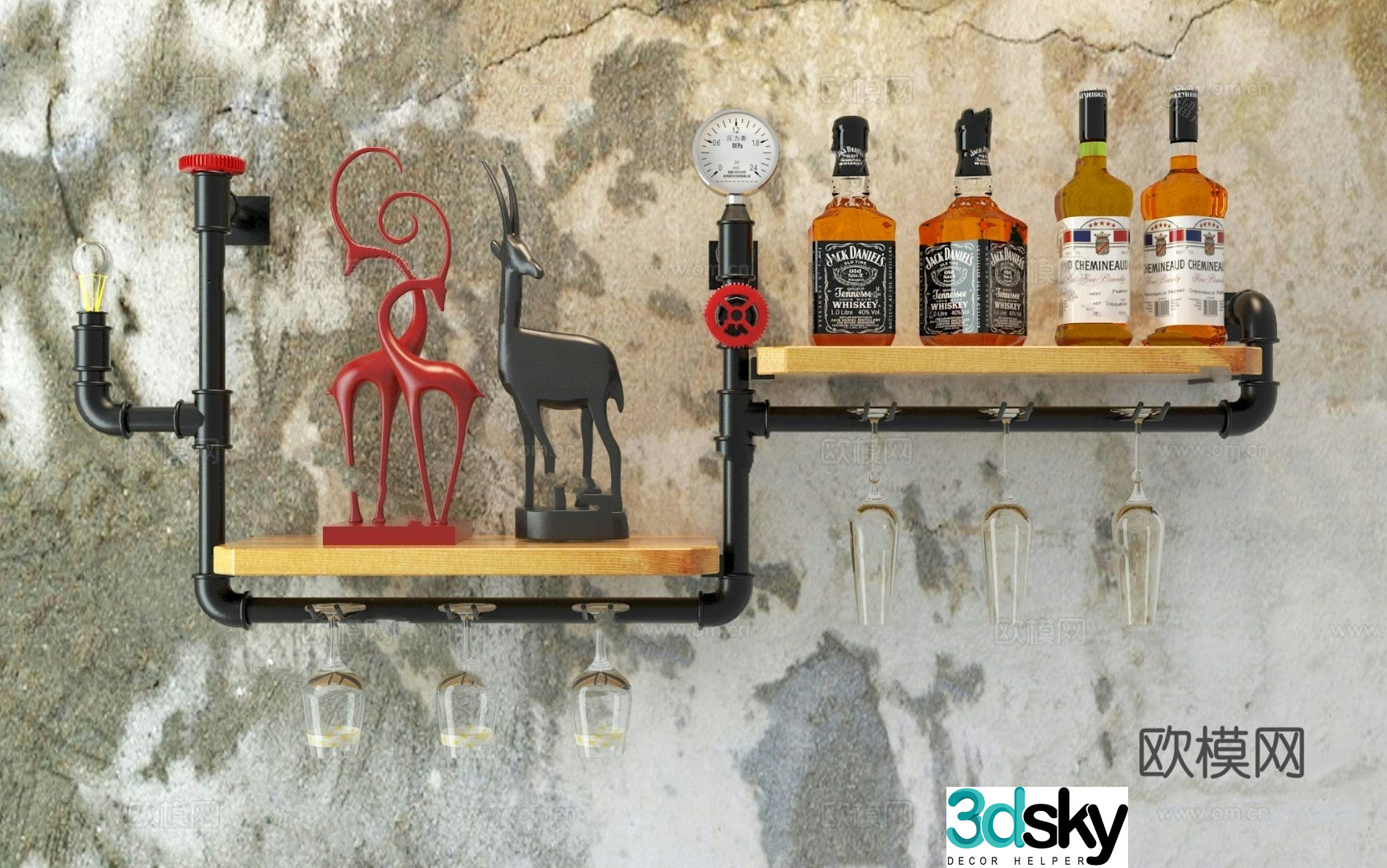 Industrial style wine cabinet model 3D model