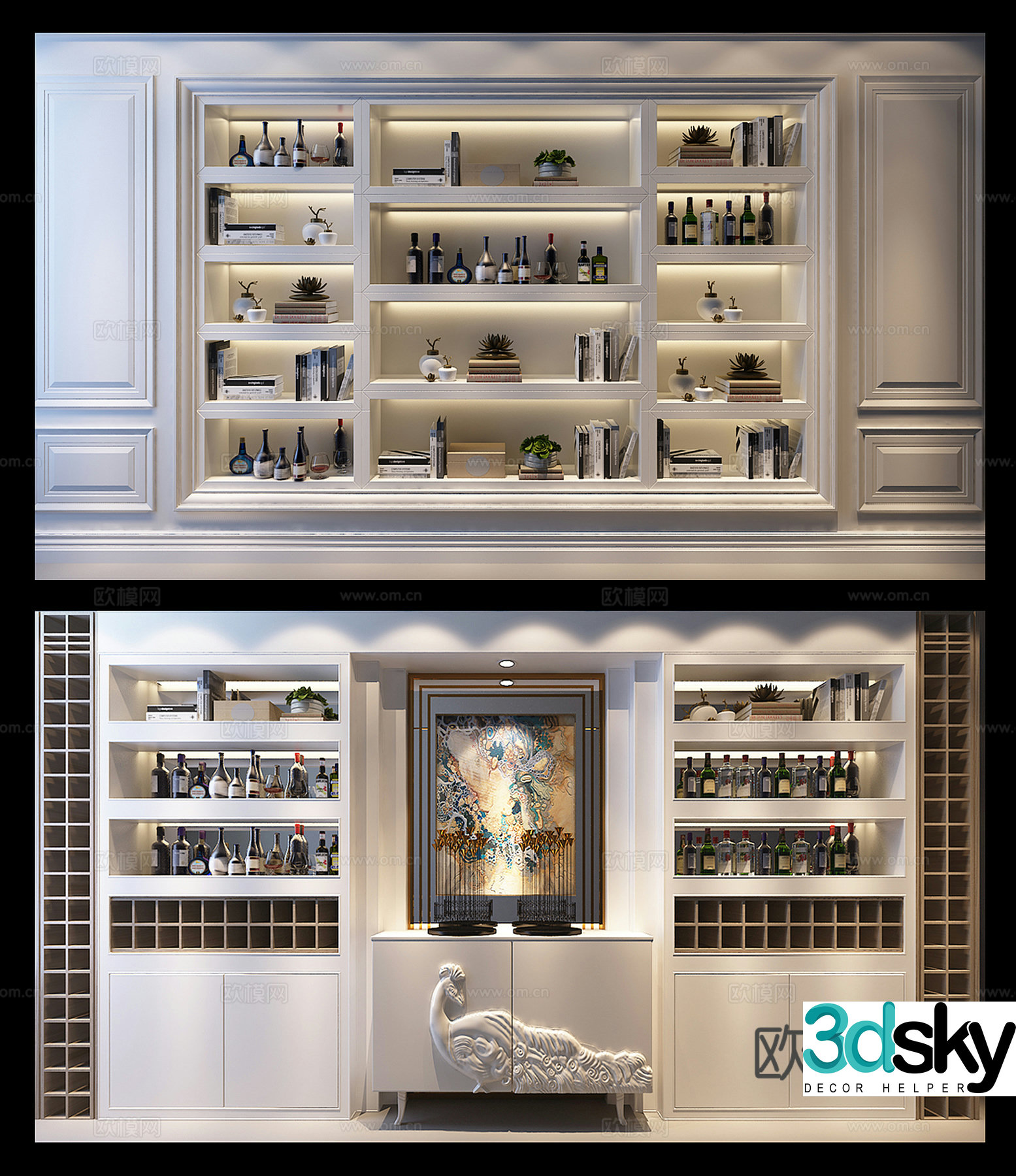 Simple European decorative cabinet bookcase 3D model