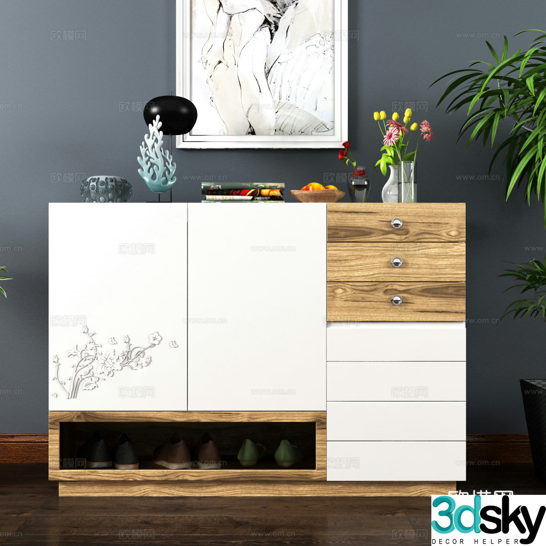 Modern shoe cabinet decoration painting shoe accessories ornaments 3d model