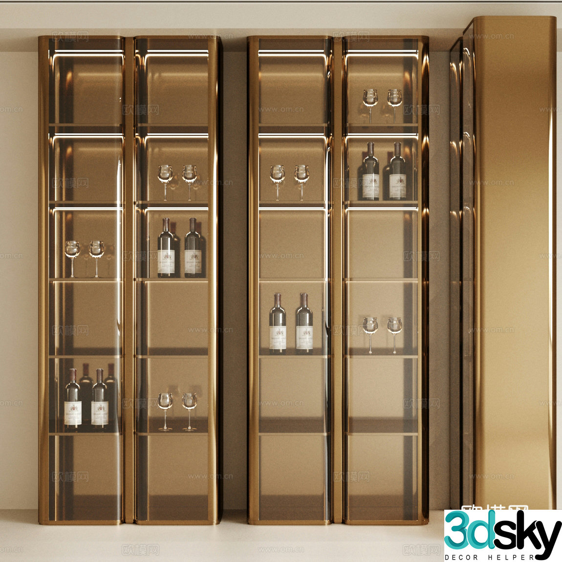 Modern Italian wine cabinet light luxury Italian wine cabinet metal wine cabinet red wine cabinet glass door wine cabinet 3D model