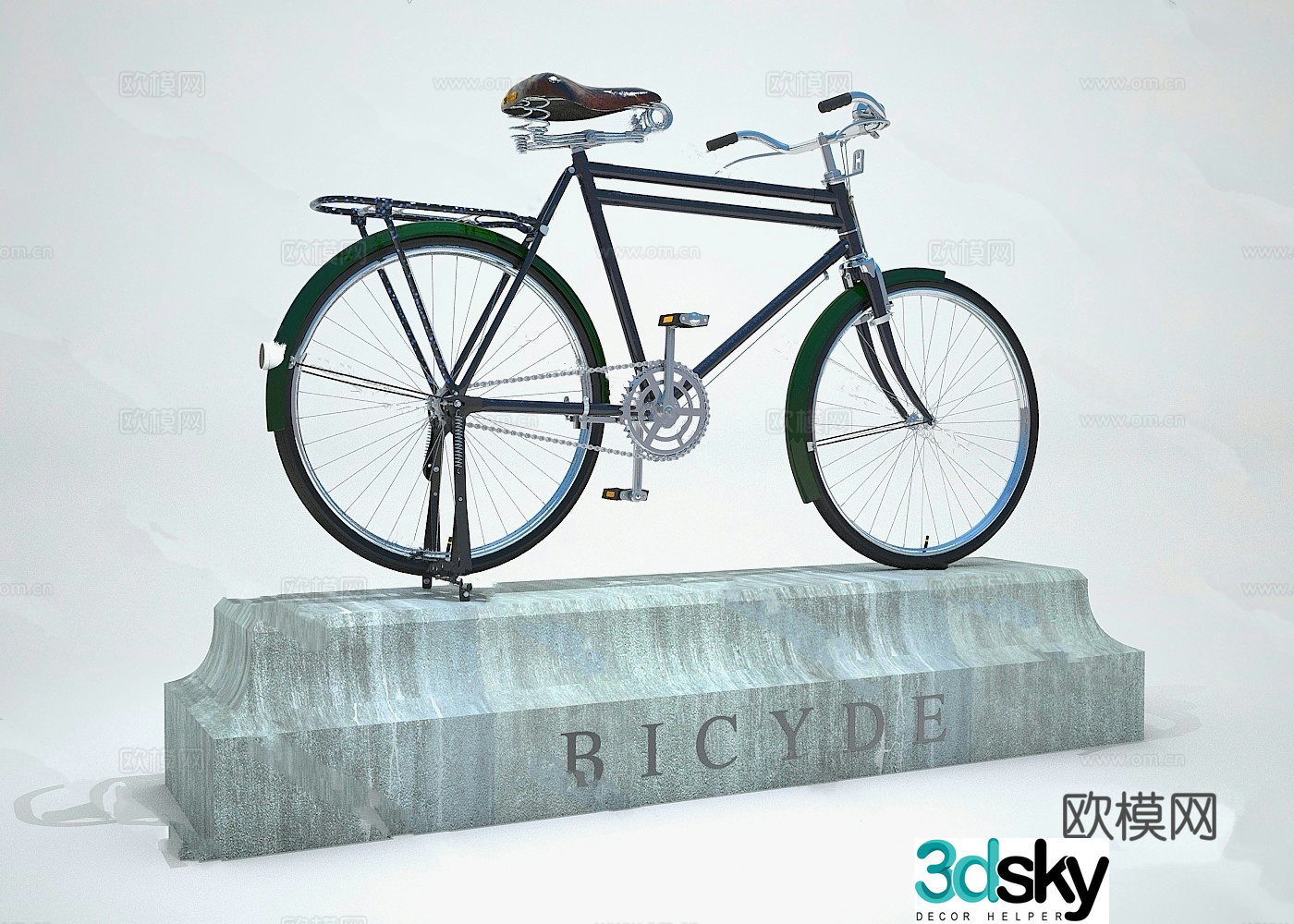 bicycle yellow car model 3d model