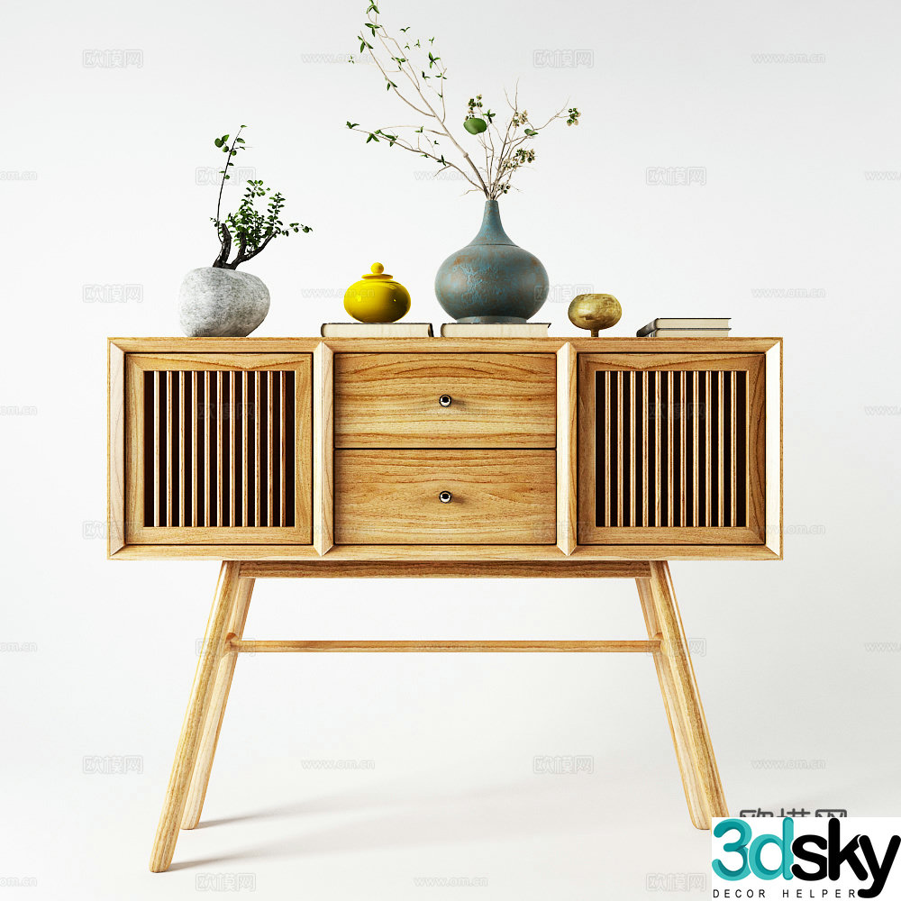 Modern side cabinet decoration cabinet accessories 3d model