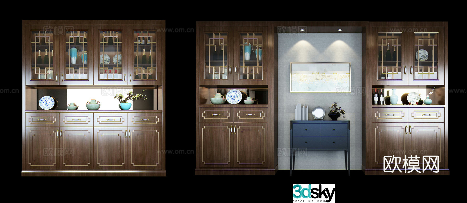 New Chinese wine cabinet combination 3D model