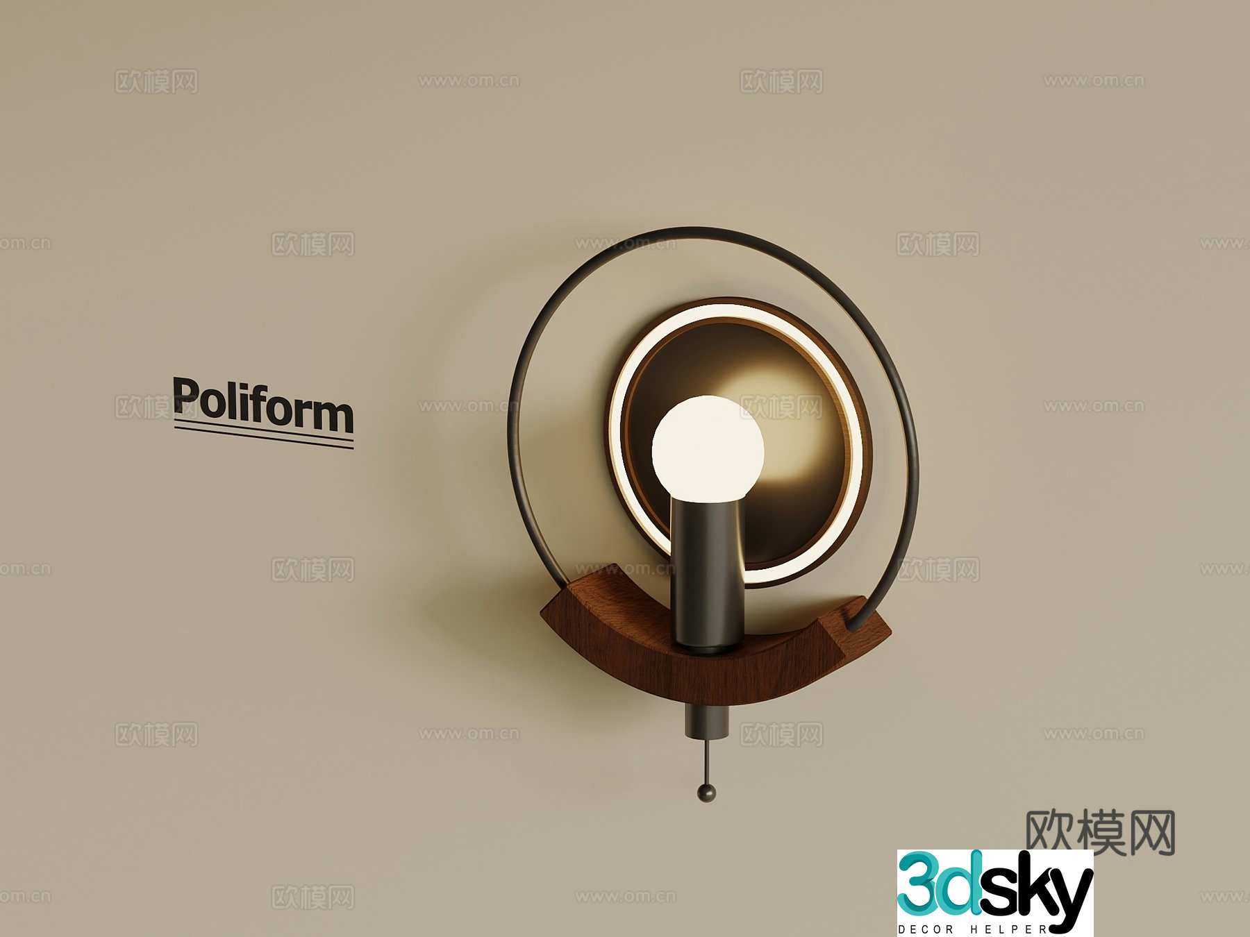 Middle-aged wall lamp wall lamp metal wall lamp round wall lamp 3d model