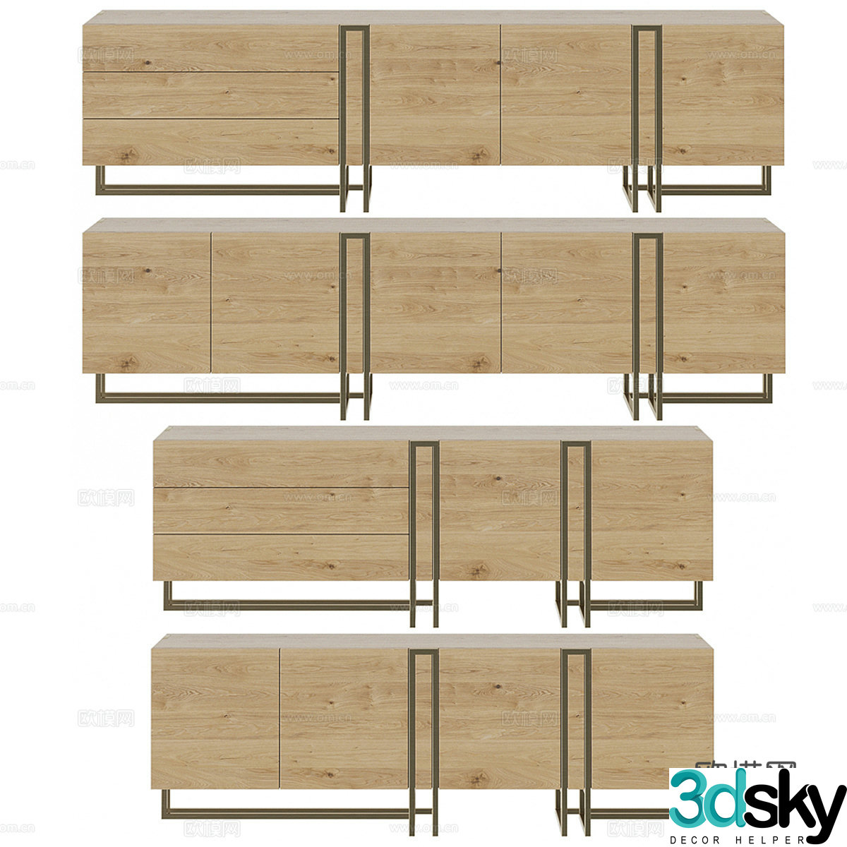 Modern light luxury solid wood TV cabinet 3D model