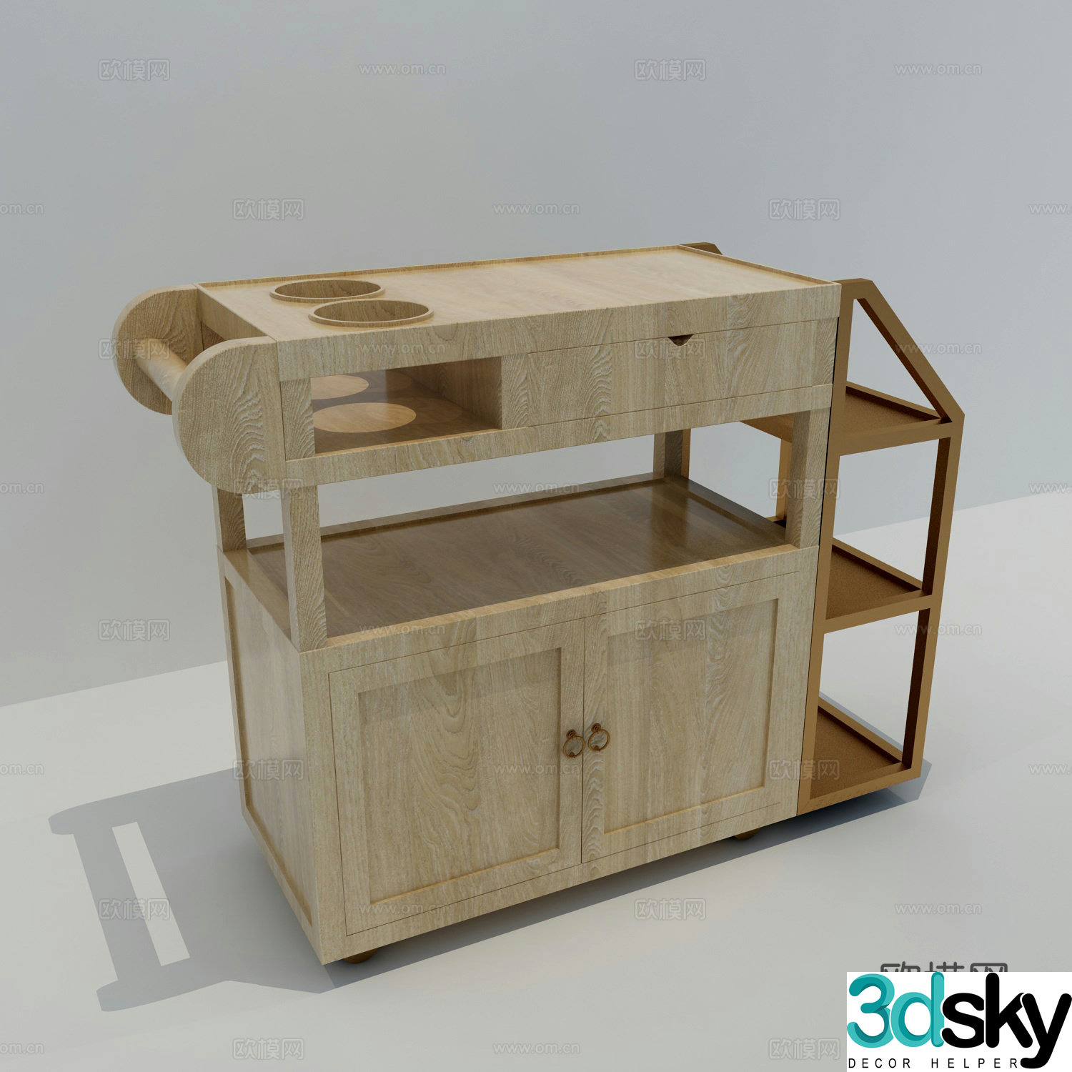 New Chinese style vegetable rack sideboard small car 3d model
