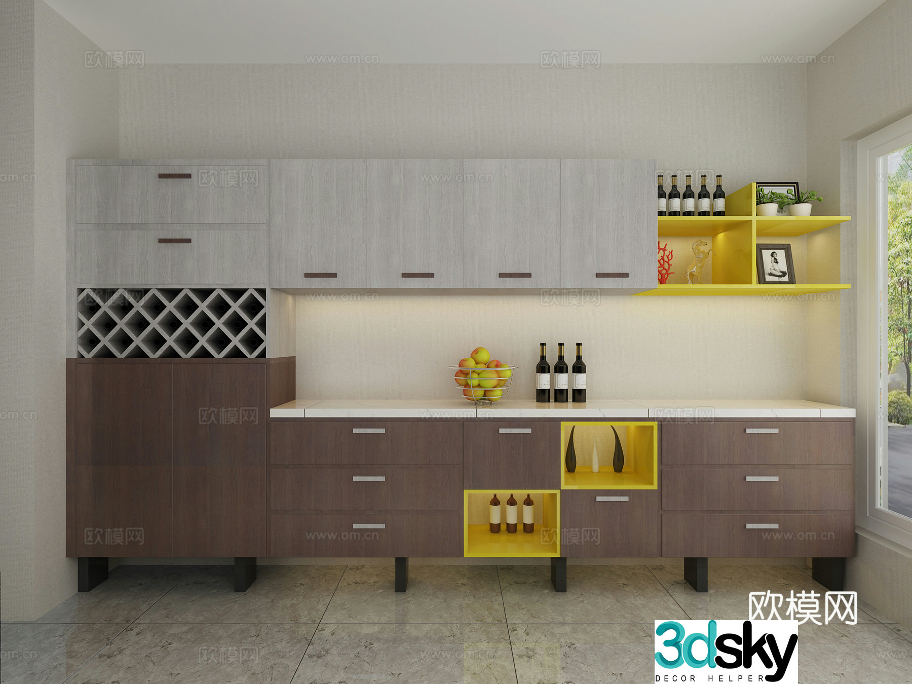 Postmodern Nordic New Chinese simple style cabinet wardrobe cabinet sofa cabinet 3d model