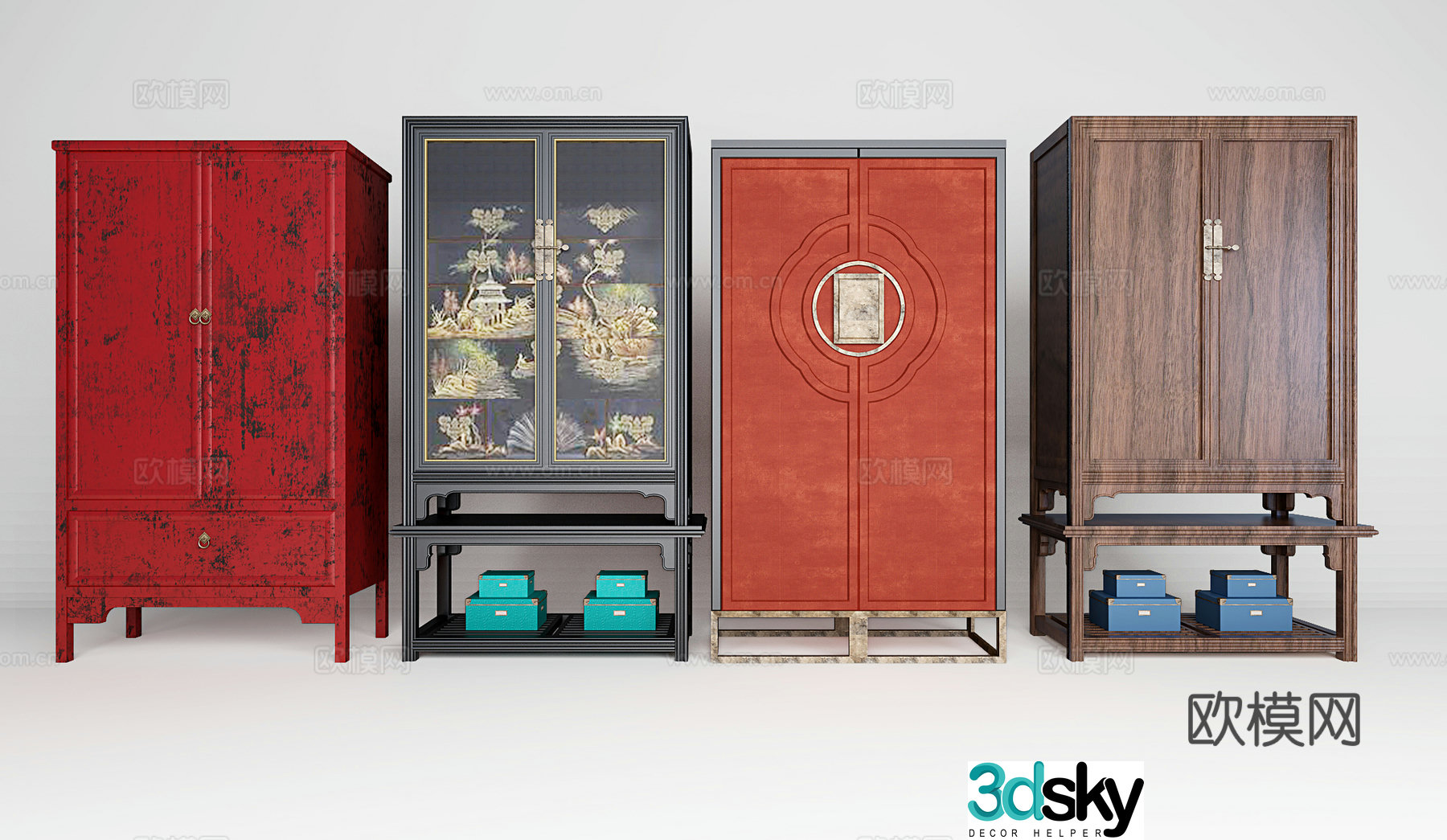 Chinese high cabinet combination 3D model