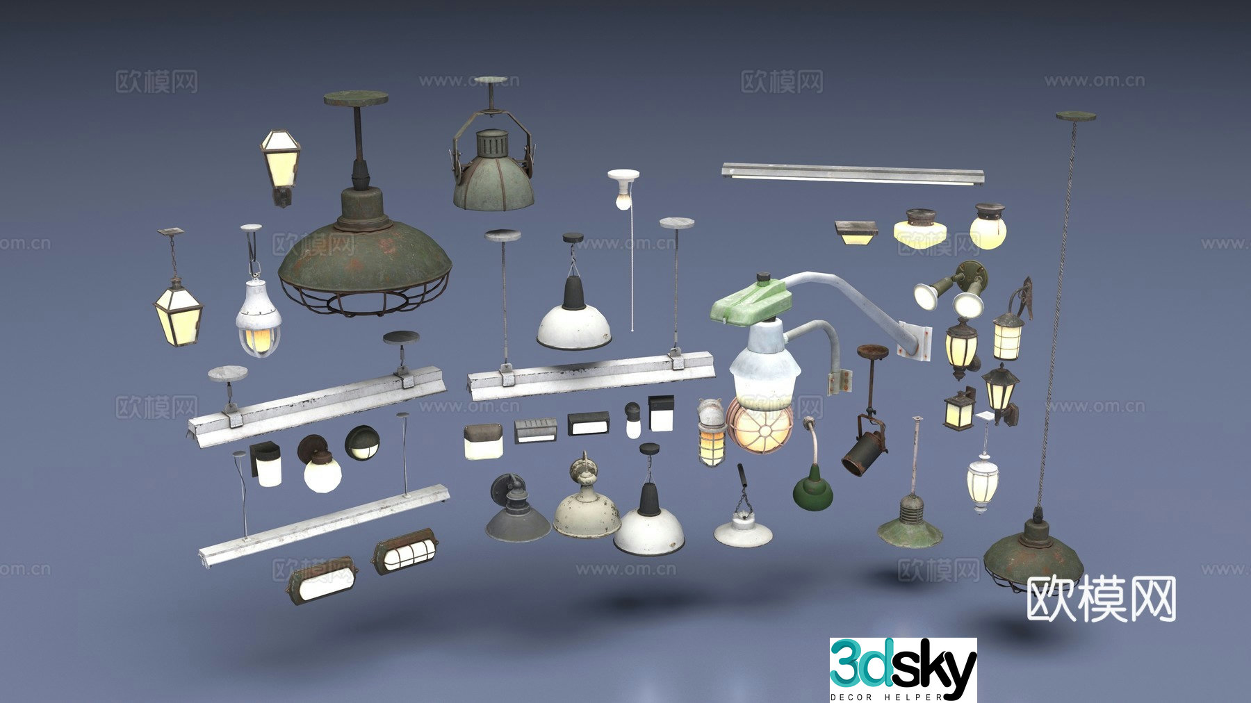 Industrial style lamp 3d model