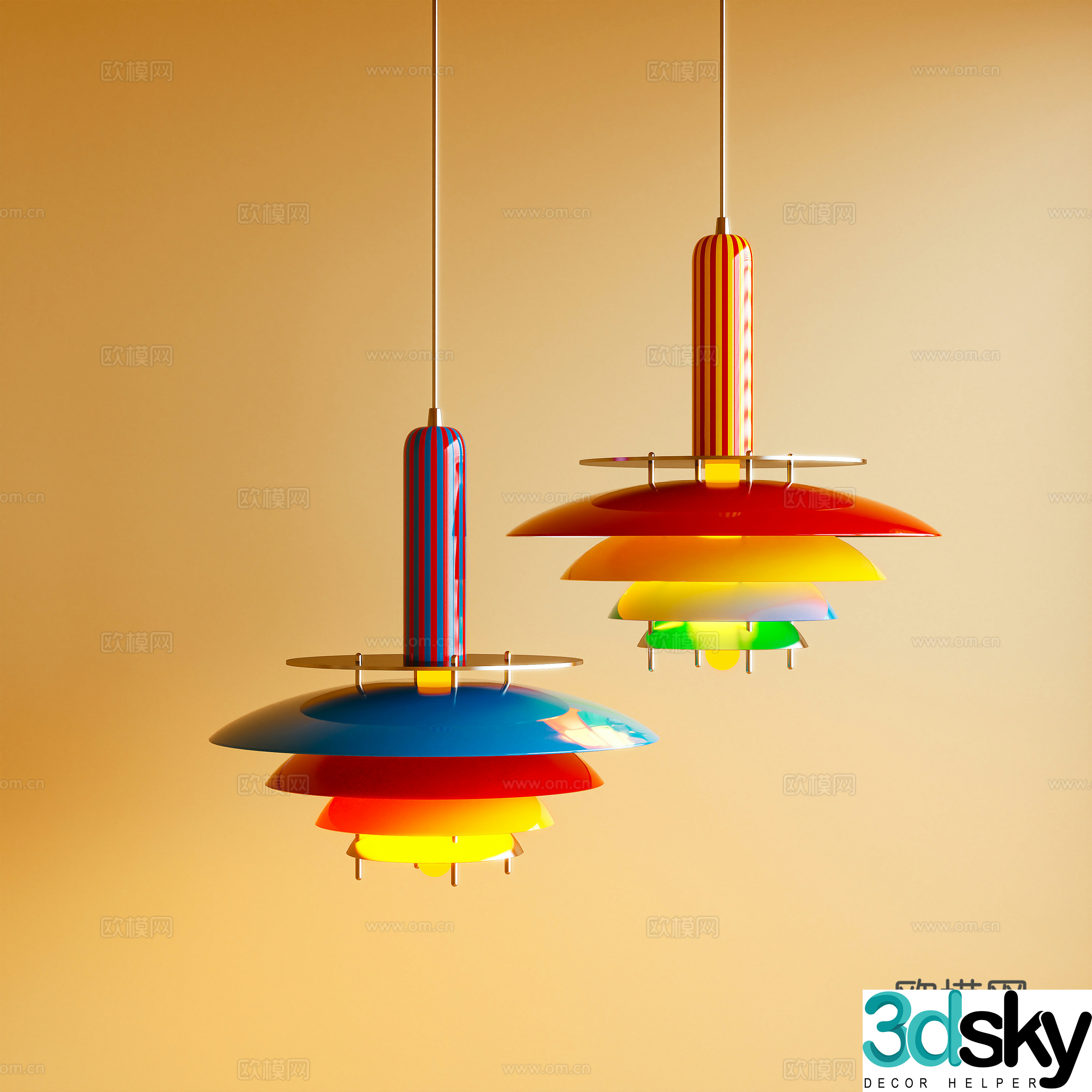 Chandelier Dopamine Memphis Decorative Light 3D Model