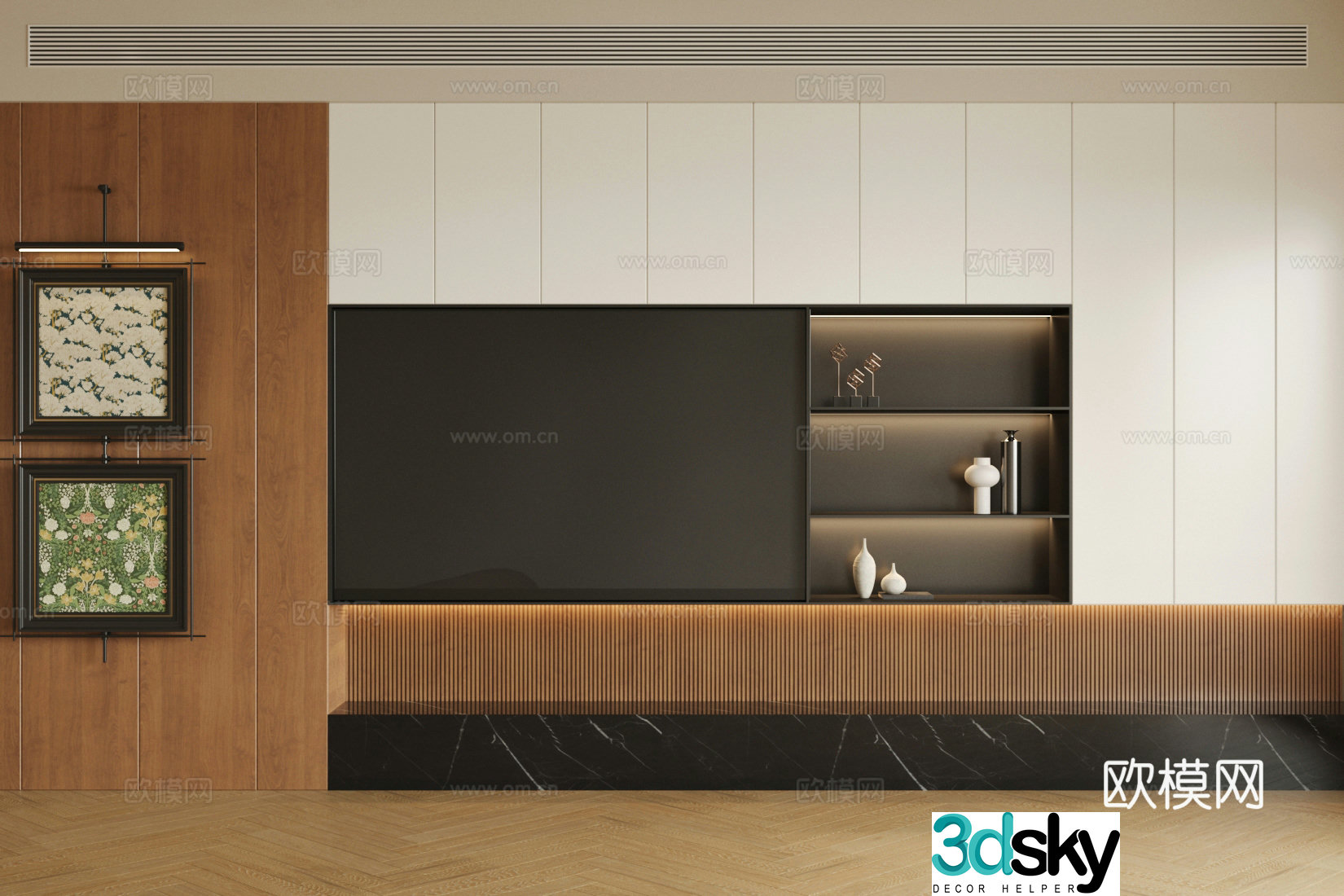 Log style living room background wall Living room background wall TV background wall Middle style TV background wall 3d model