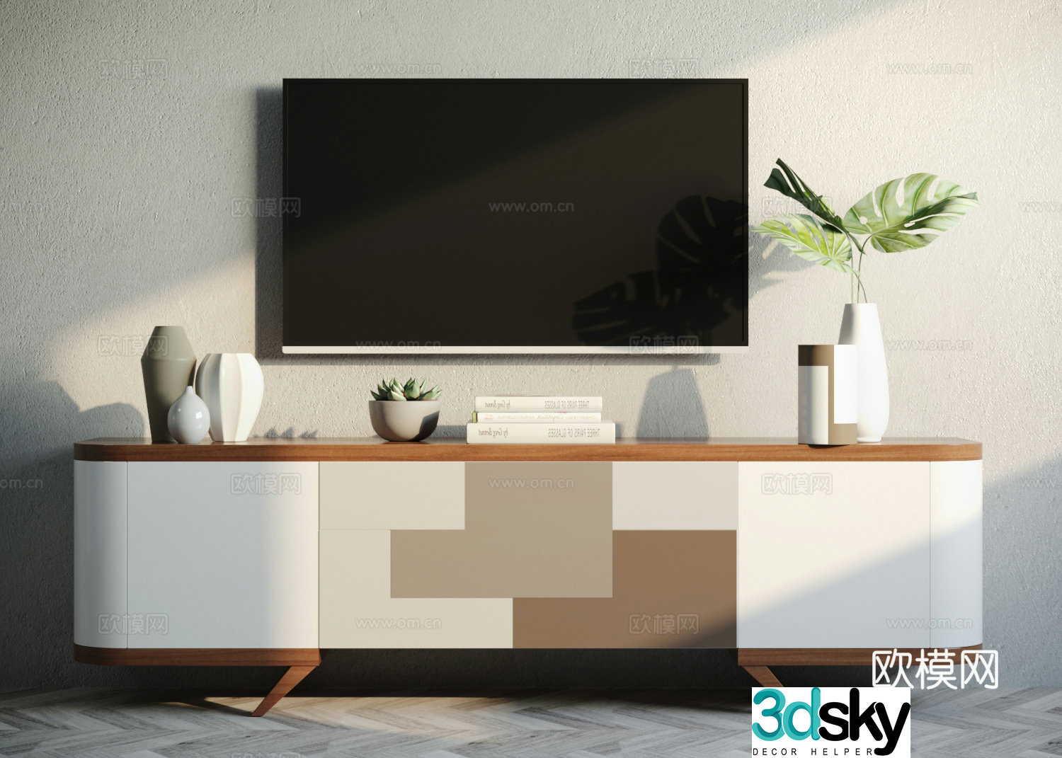 Nordic TV cabinet ornament combination 3D model