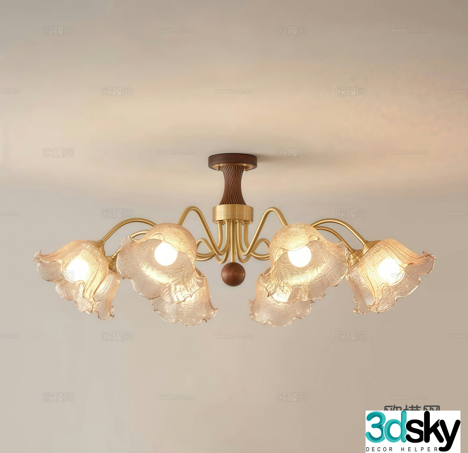 Middle-aged chandeliers decorative lamp 3d model