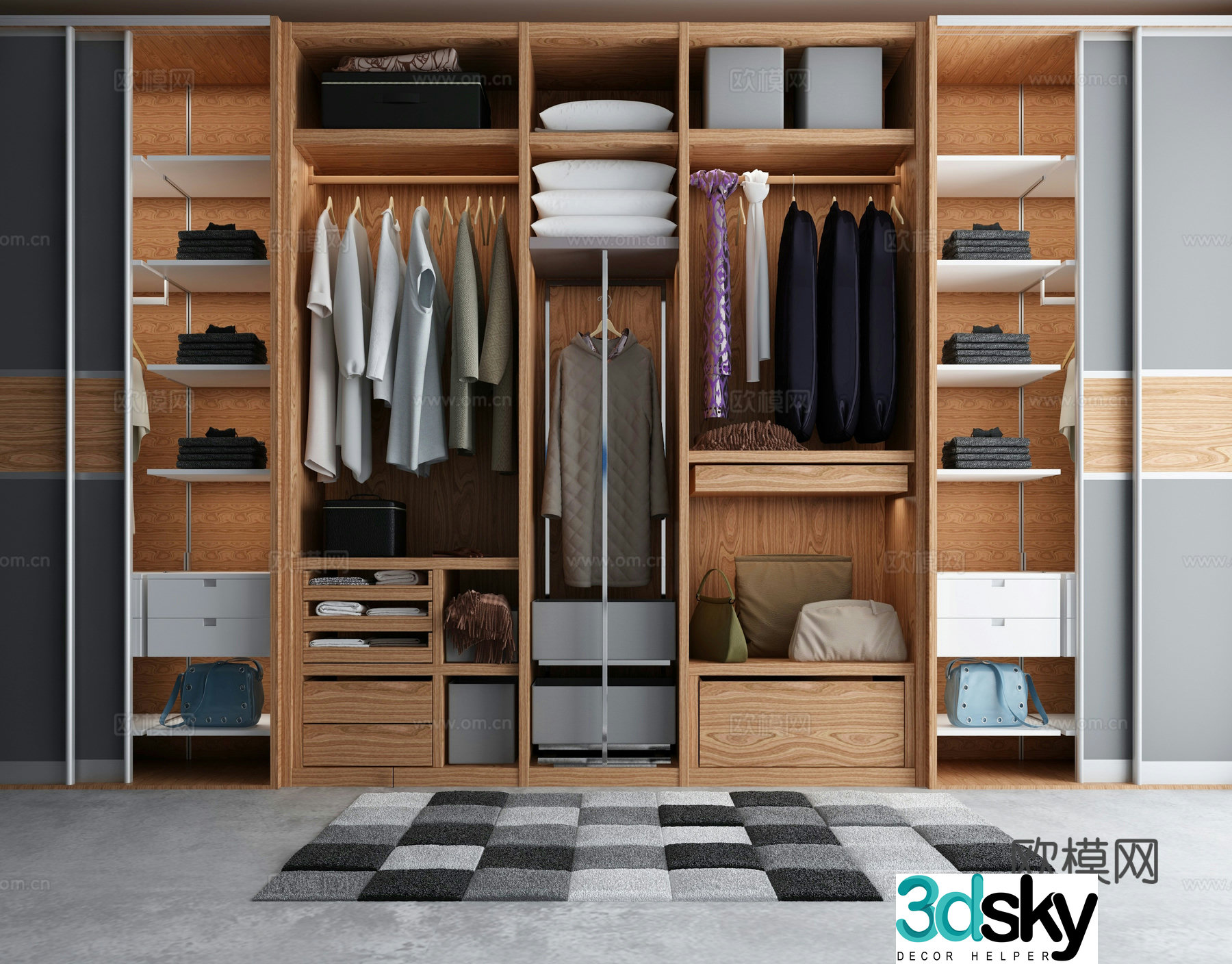 Modern wardrobe combination 3d model