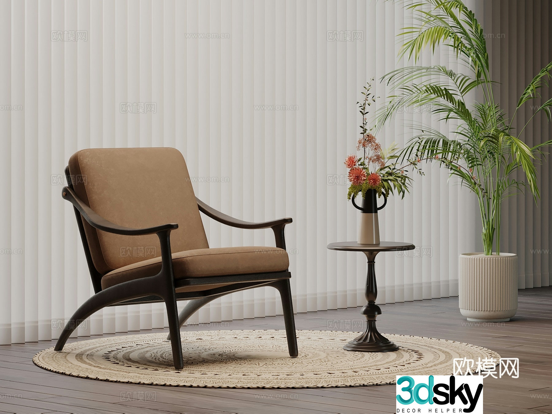 Wasabi Leisure Chair side table green plant potted plant 3D model