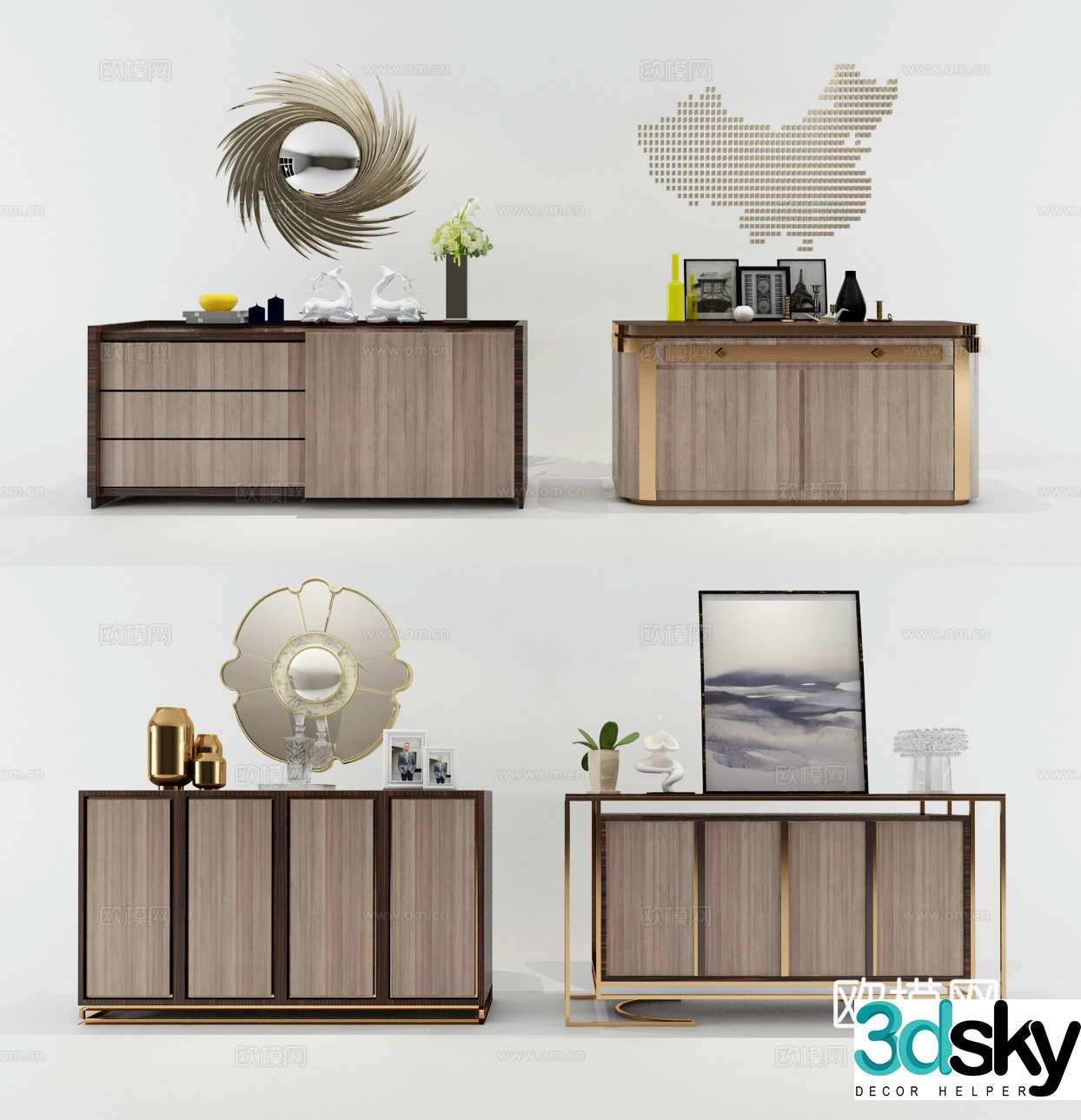 Modern decorative cabinet combination 3D model