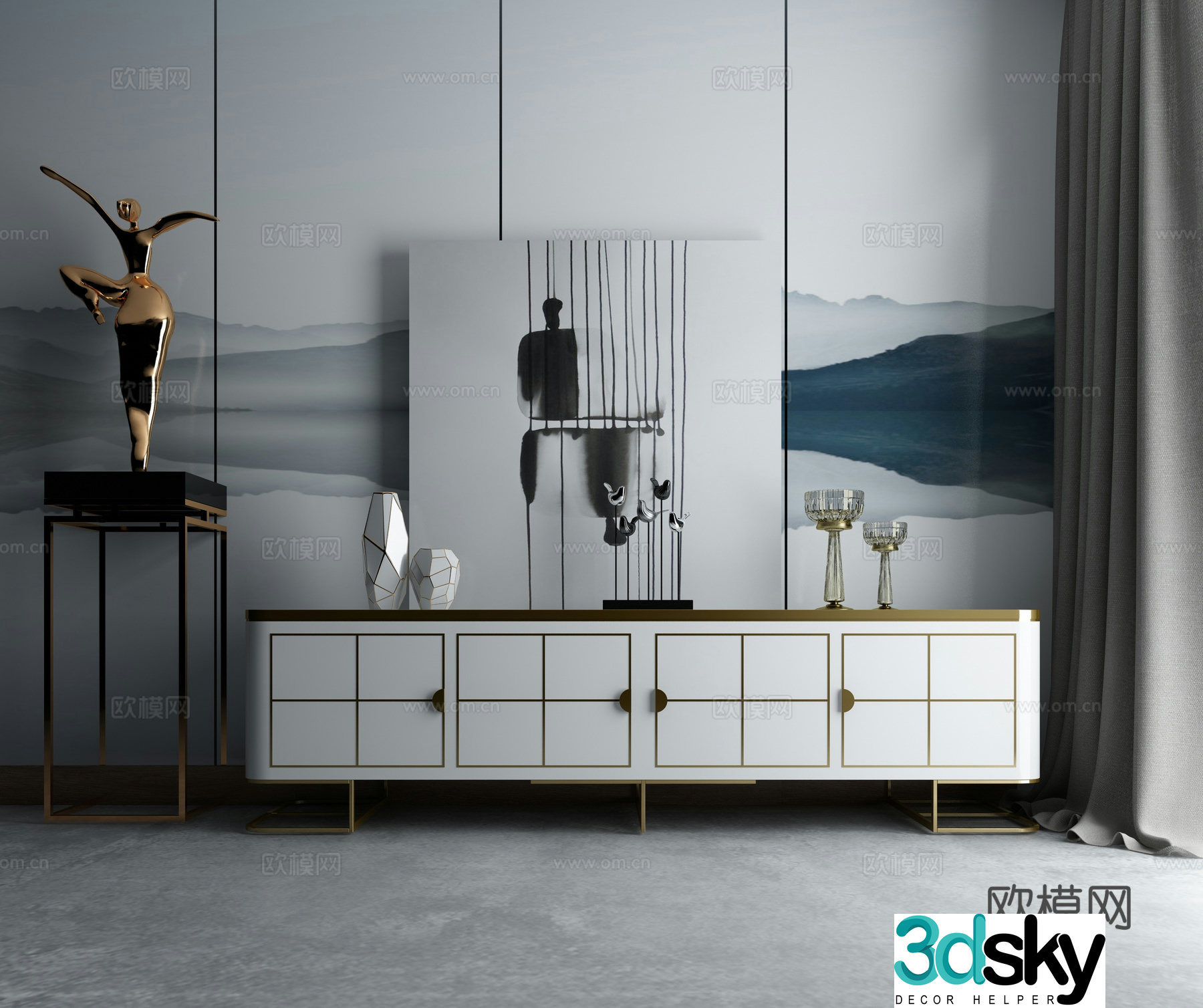 Modern TV cabinet combination 3D model