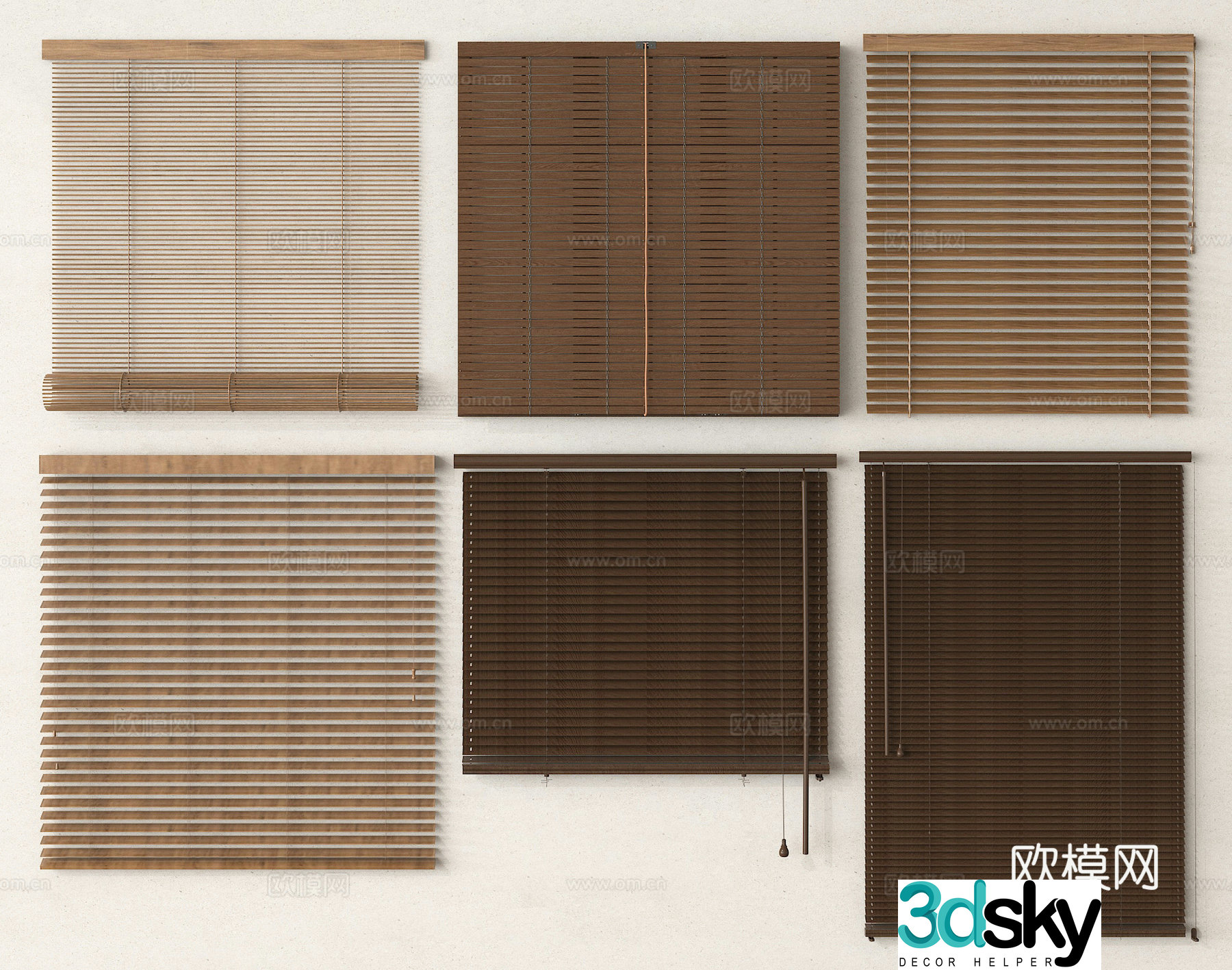 Venetian blinds bamboo curtains roller blinds pulling curtains 3D model