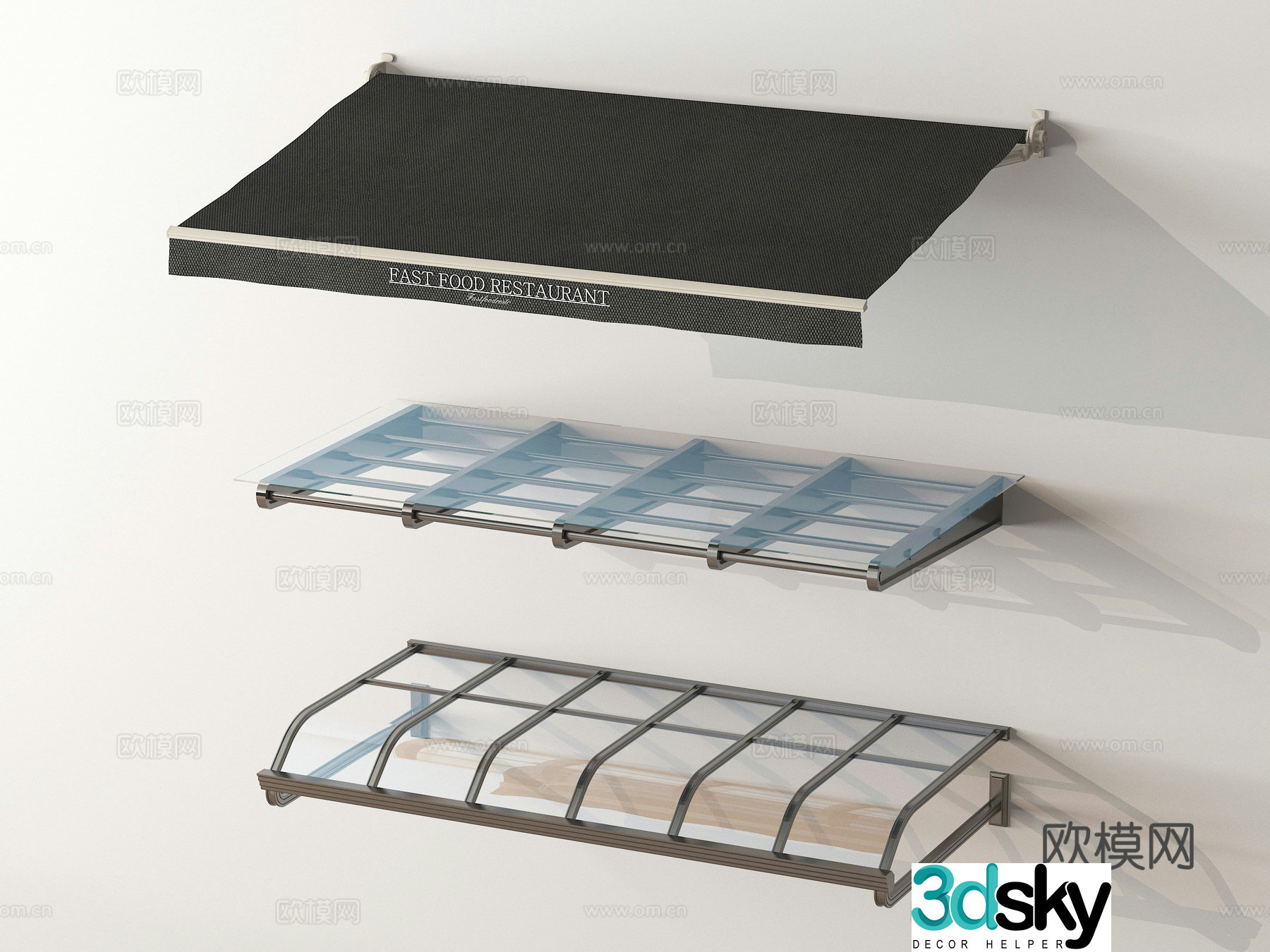 Modern canopy steel structure canopy glass canopy outdoor canopy retractable canopy 3D model
