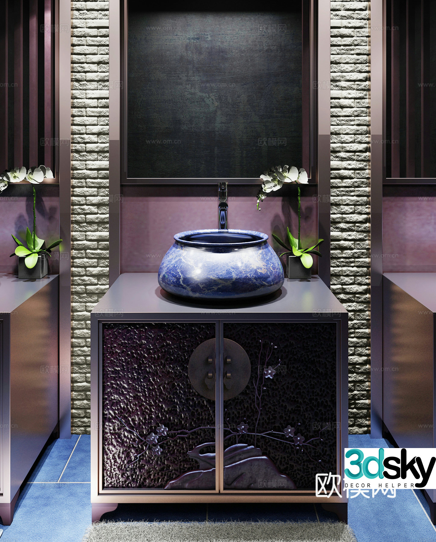 New Chinese bathroom basin cabinet 3D model