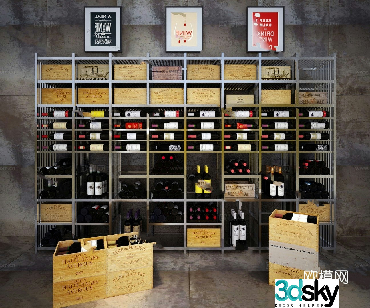 Industrial style wine cabinet model 3D model