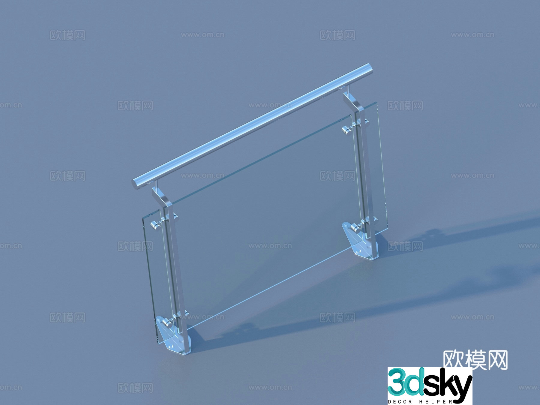 Glass railing guardrail 3d model