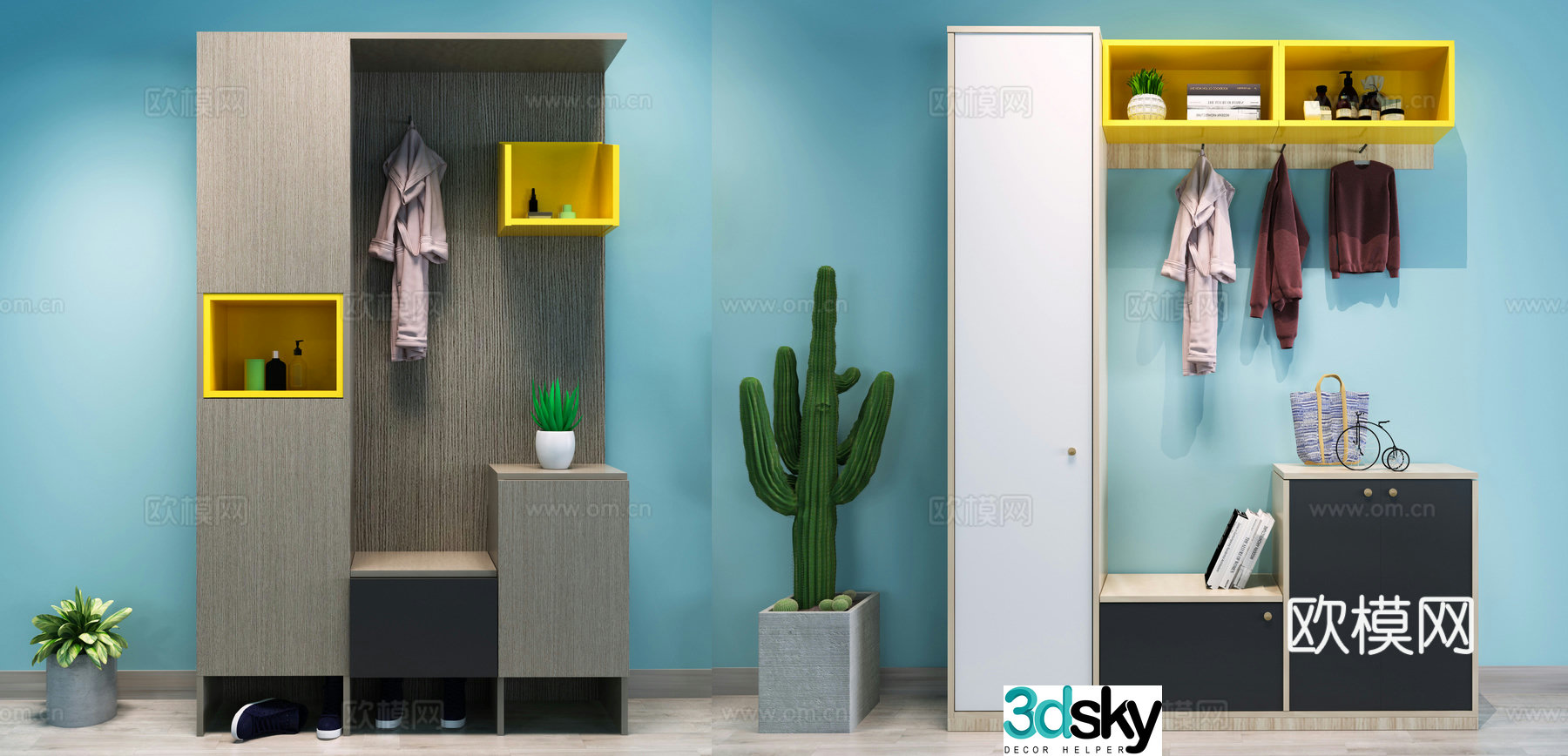 Nordic shoe cabinet combination 3D model