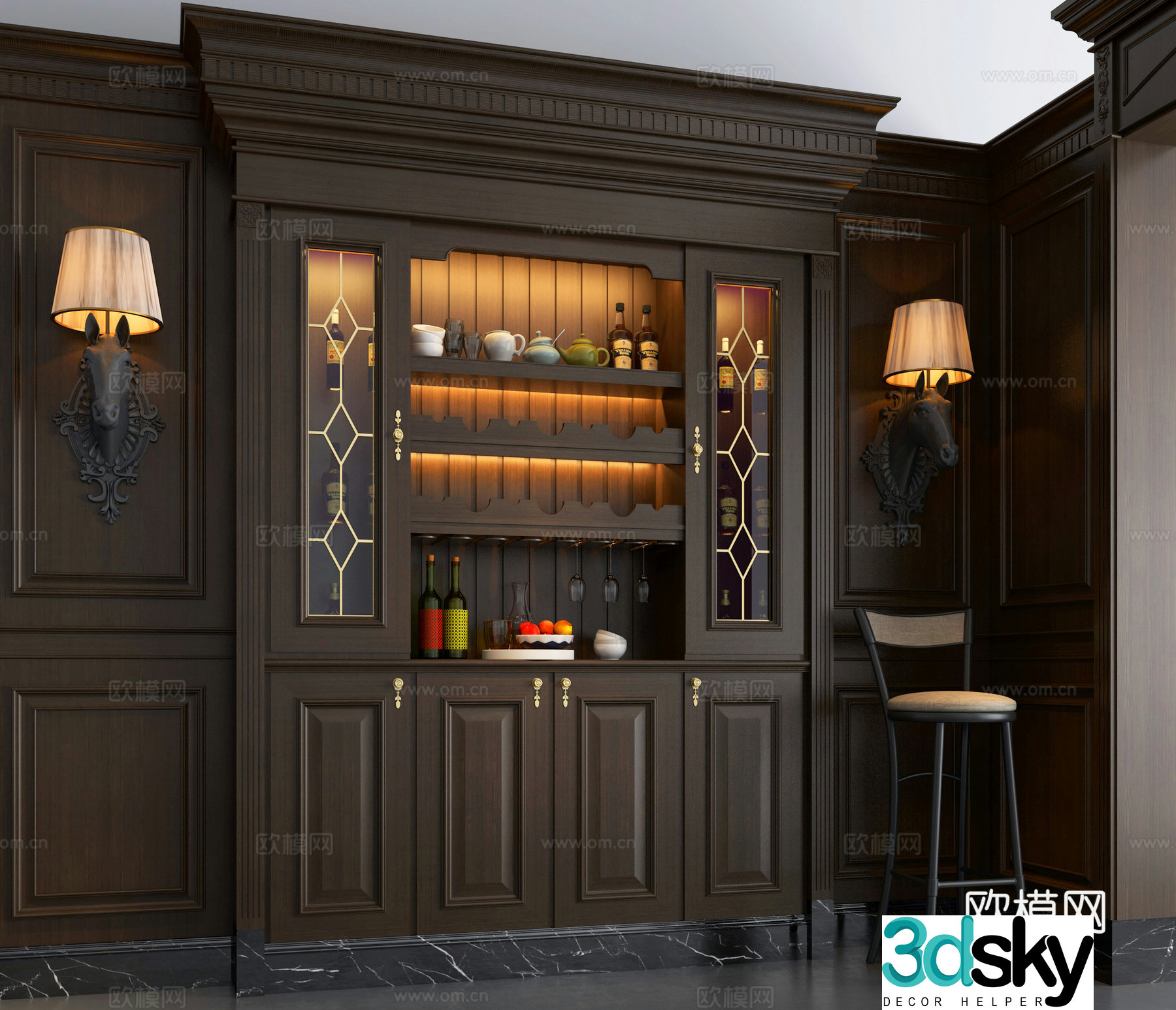 European wine cabinet model 3D model