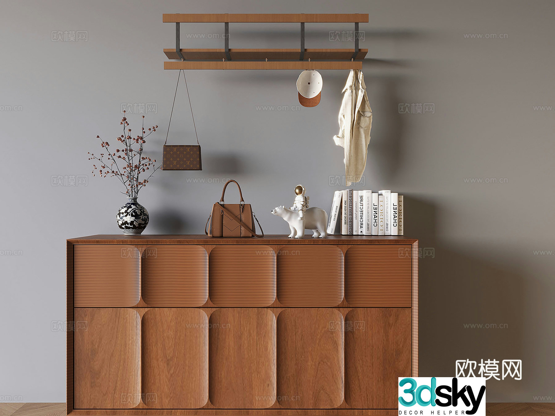Song’s aesthetic sideboard medieval style storage sideboard solid wood entrance cabinet end view cabinet hanger 3D model
