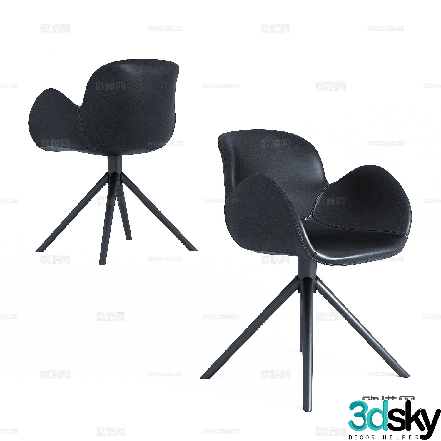 Modern Italian leather single chair 3d model