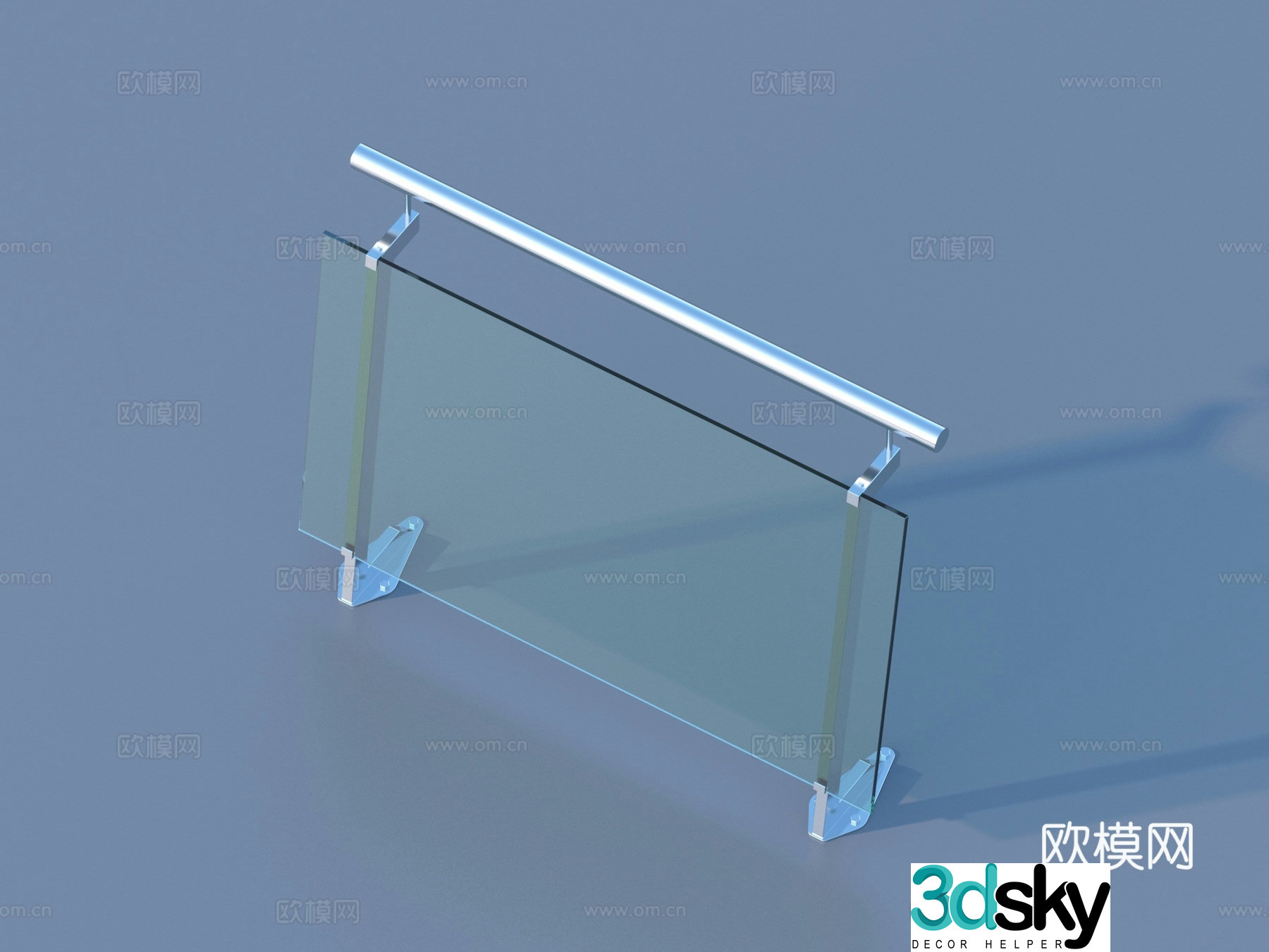 Glass railing guardrail 3d model