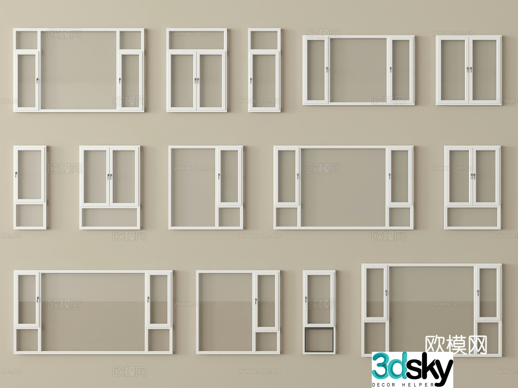 Modern casement windows bay windows floor-to-ceiling windows balcony windows 3D model