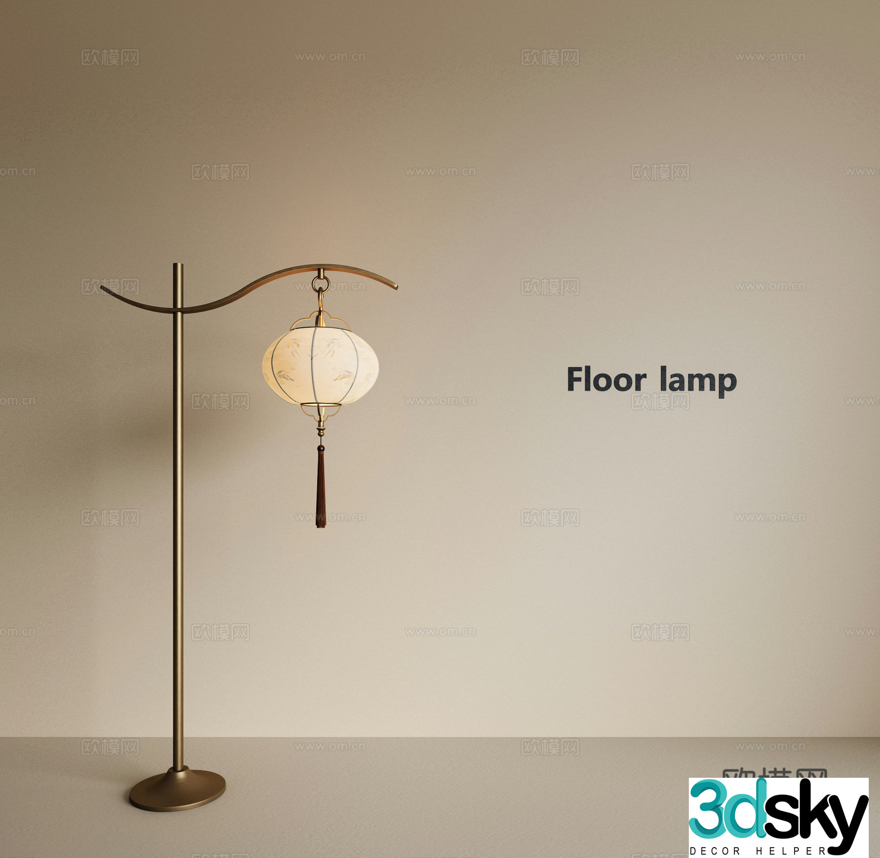 New Chinese-style fishing lamp Floor lamp Zen floor lamp Living room floor lamp Study room floor lamp 3D model