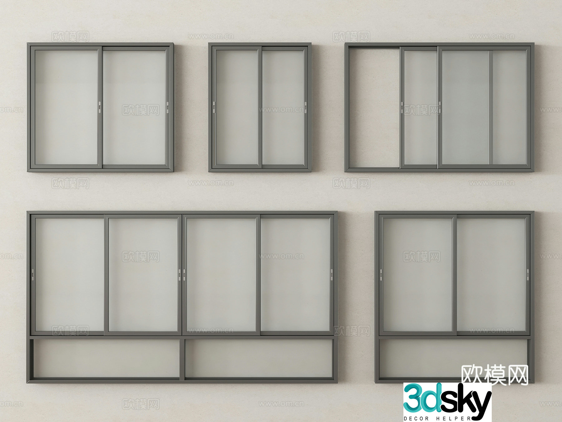 Modern sliding window combination balcony window floor-to-ceiling window 3D model