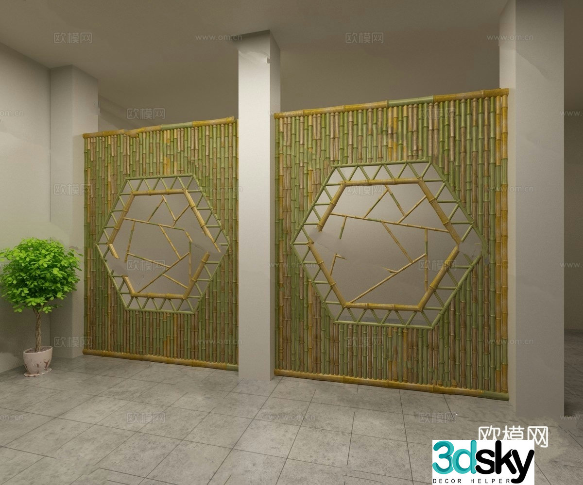 Screen partition model 3d model