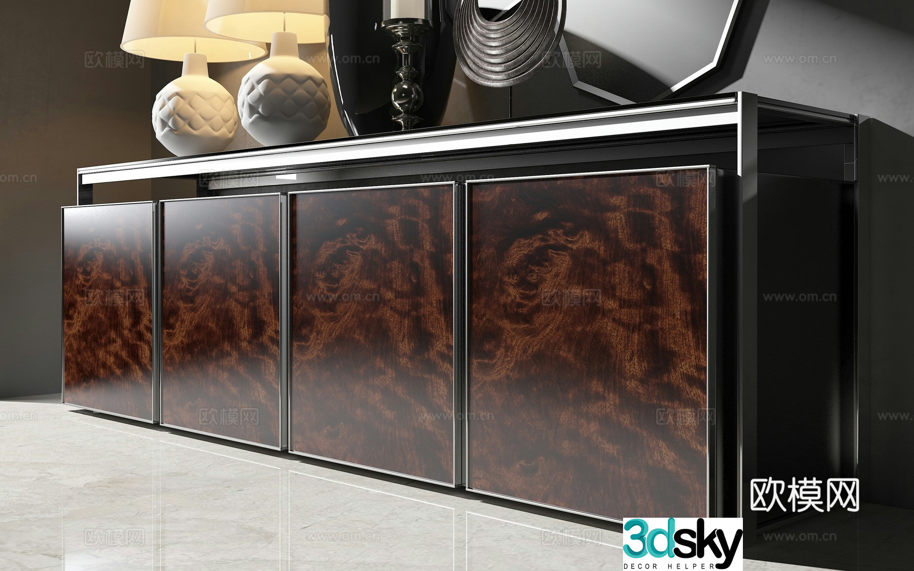 Modern sideboard sideboard accessories vase 3d model