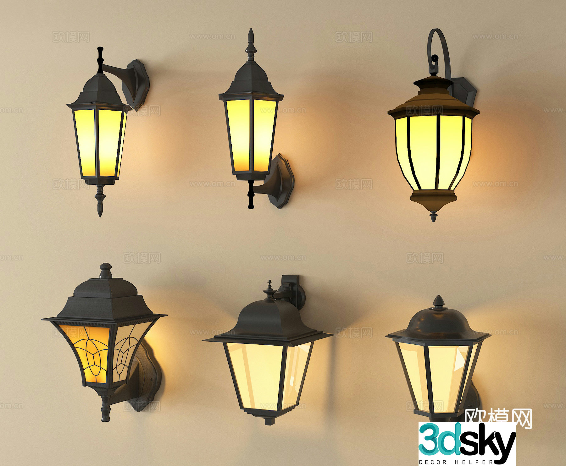 European style wall lamp courtyard wall lamp outdoor wall lamp 3d model