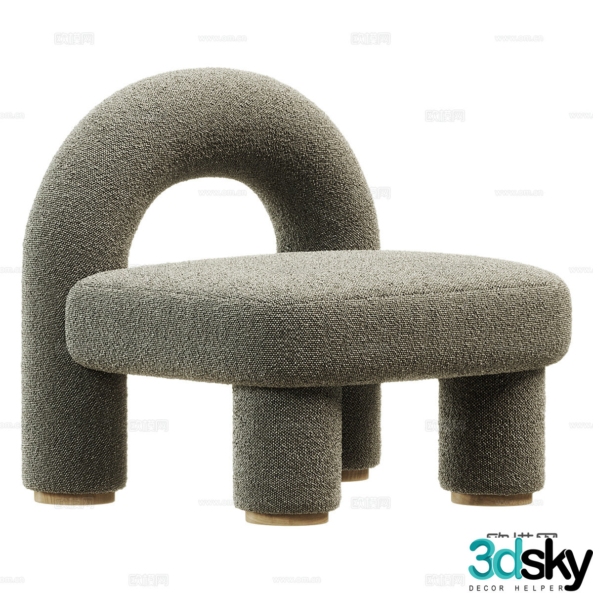 Modern Italian Arcy Fabric Armchair 3D Model