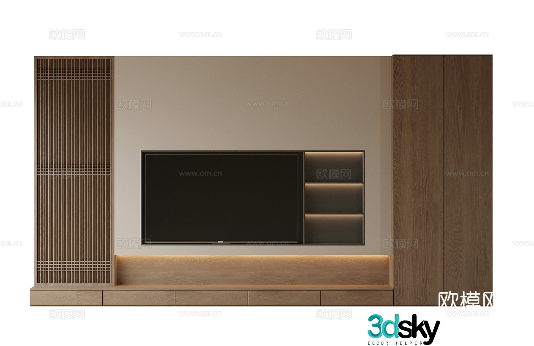 New Chinese TV Cabinet TV Background Wall TV Wall 3D Model