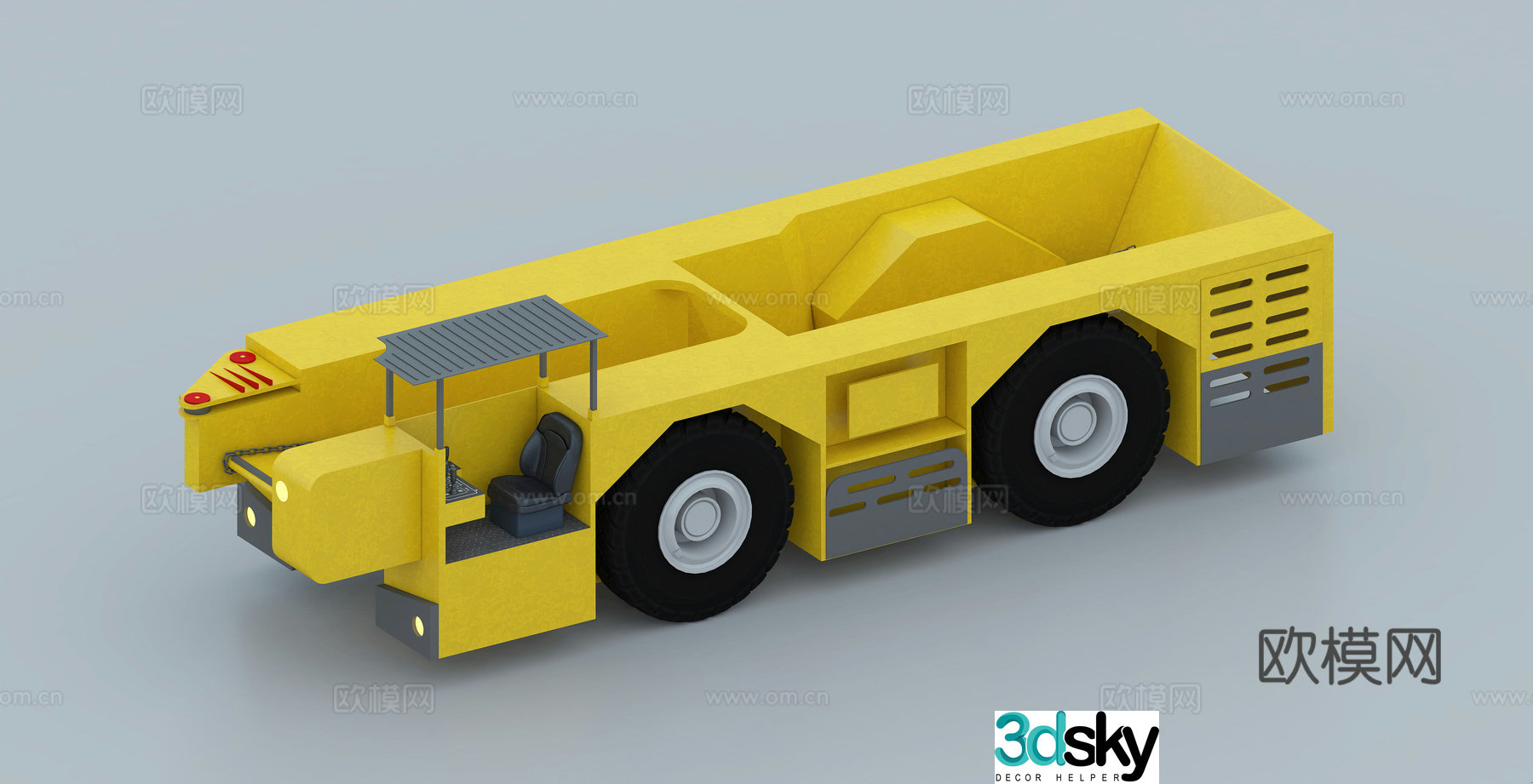Rubber wheel shuttle car coal mine car mining car 3d model